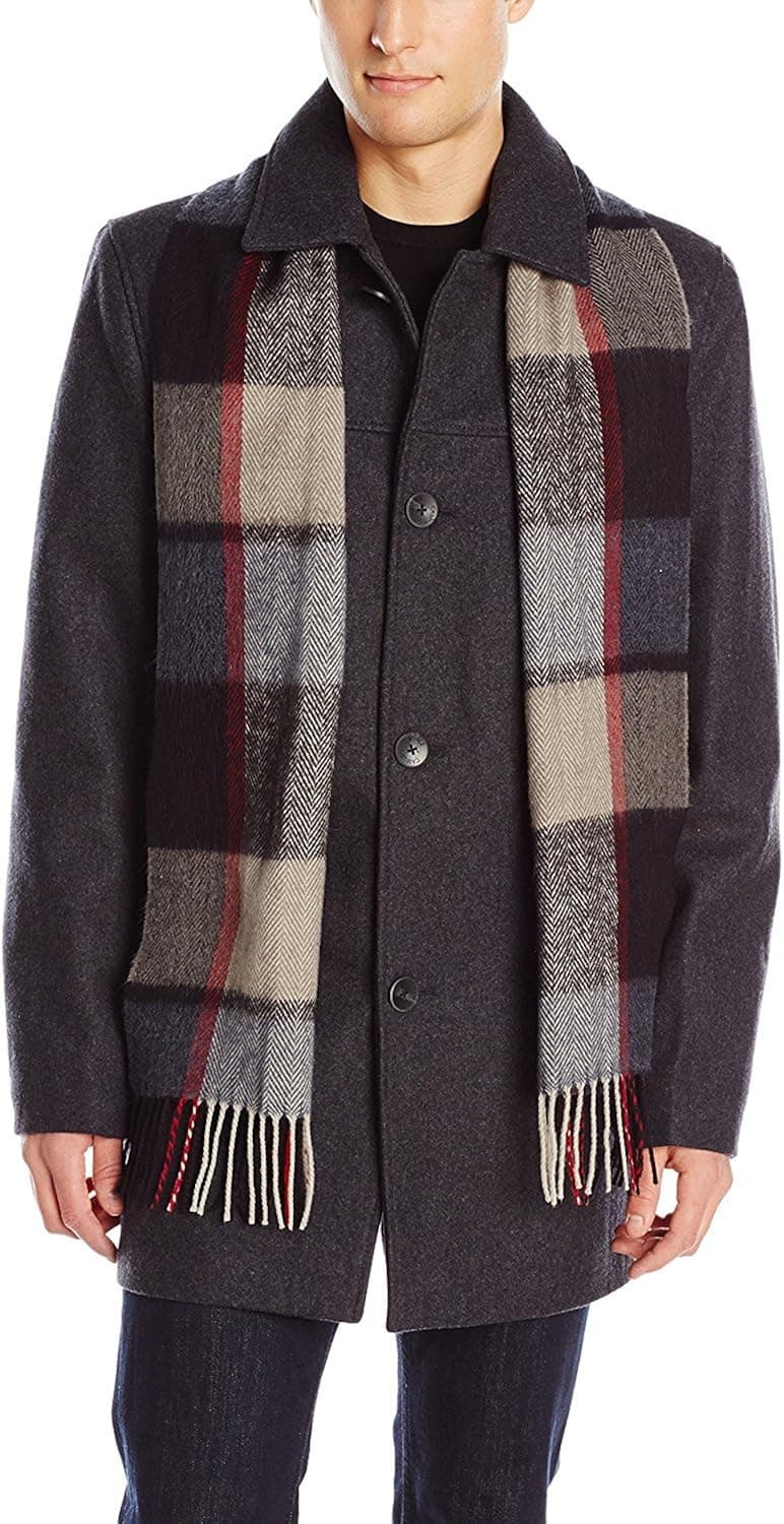 Vince Camuto Men's Wool-Blend Coat With Scarf