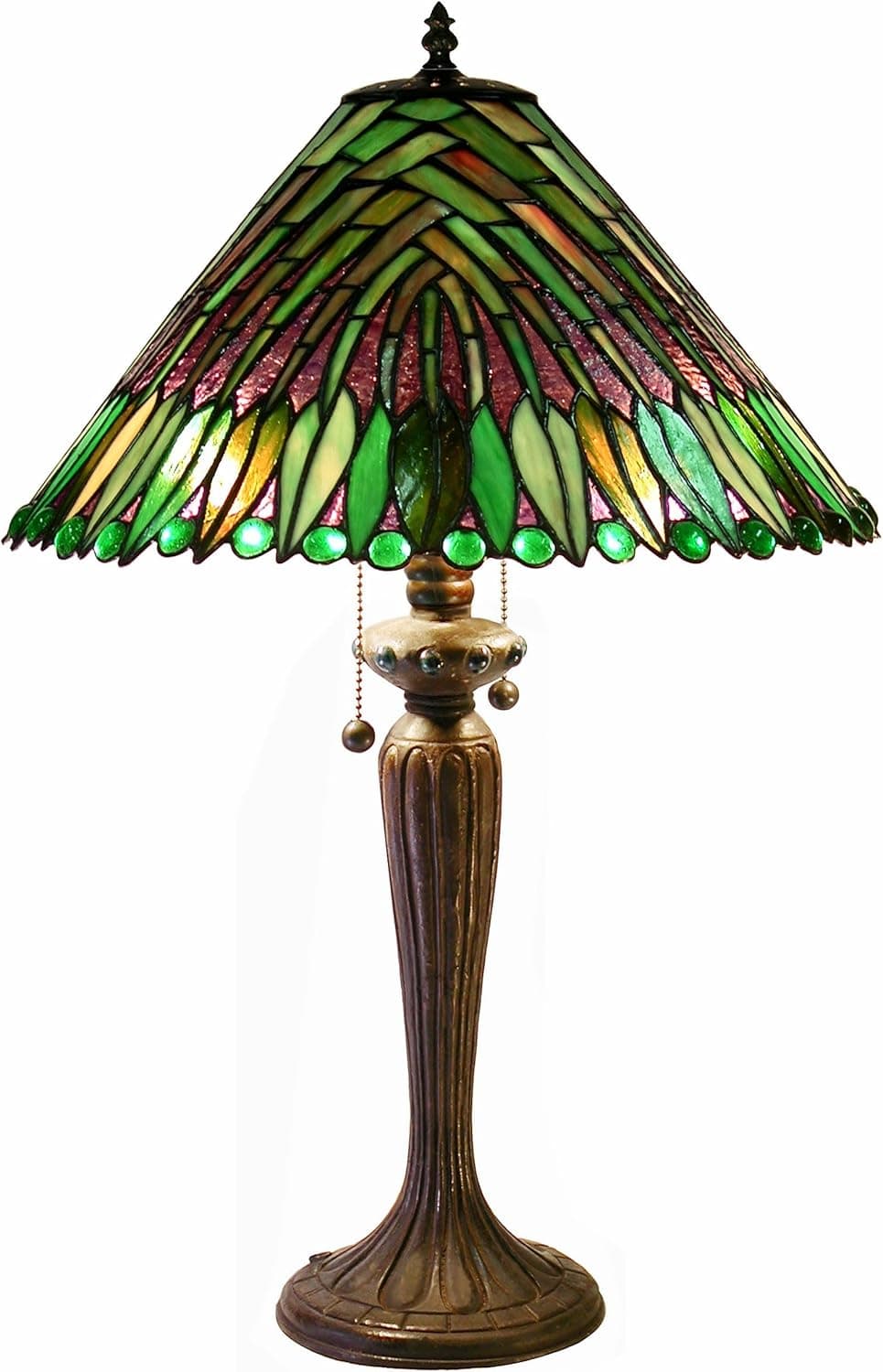 Tiffany-style Tropical Leaves Table Lamp