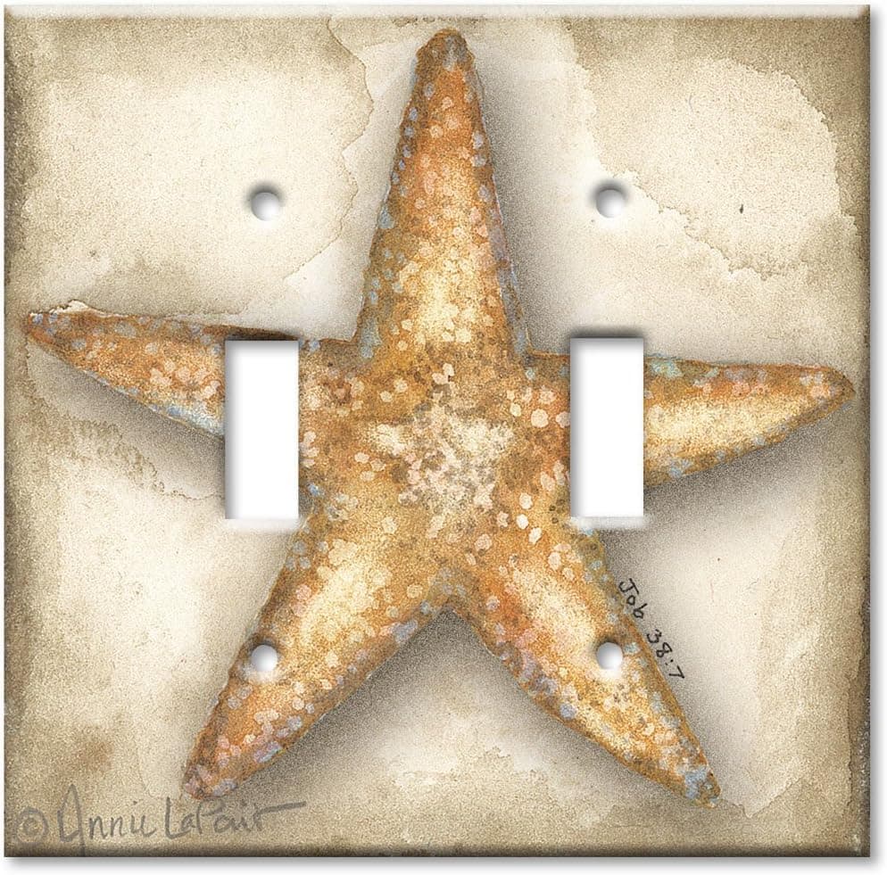 Double Gang Toggle Wall Plate - Star Fish