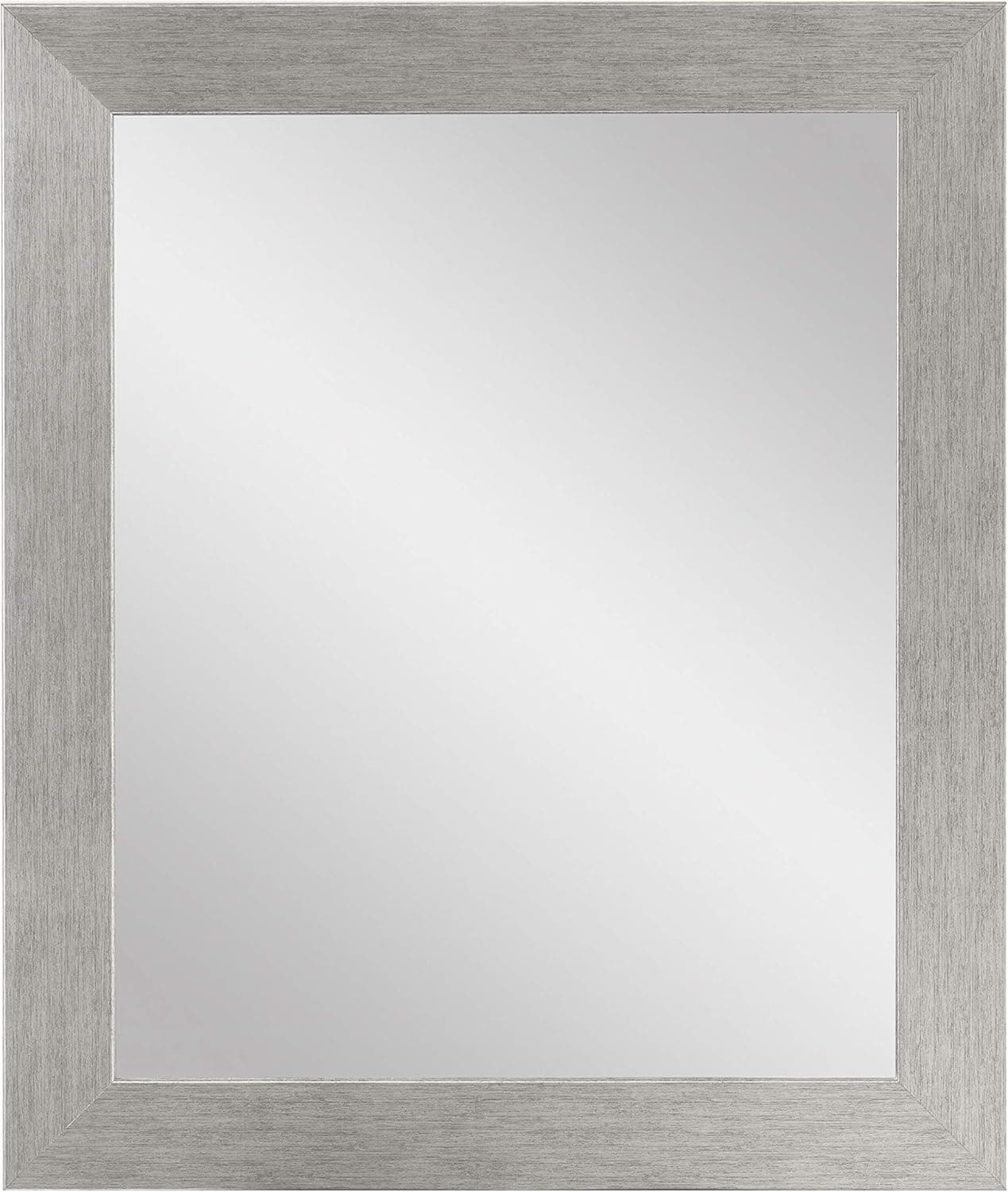 BrandtWorks Stainless Grain Wall Mirror, 32" x 41", Flat Brushed Silver