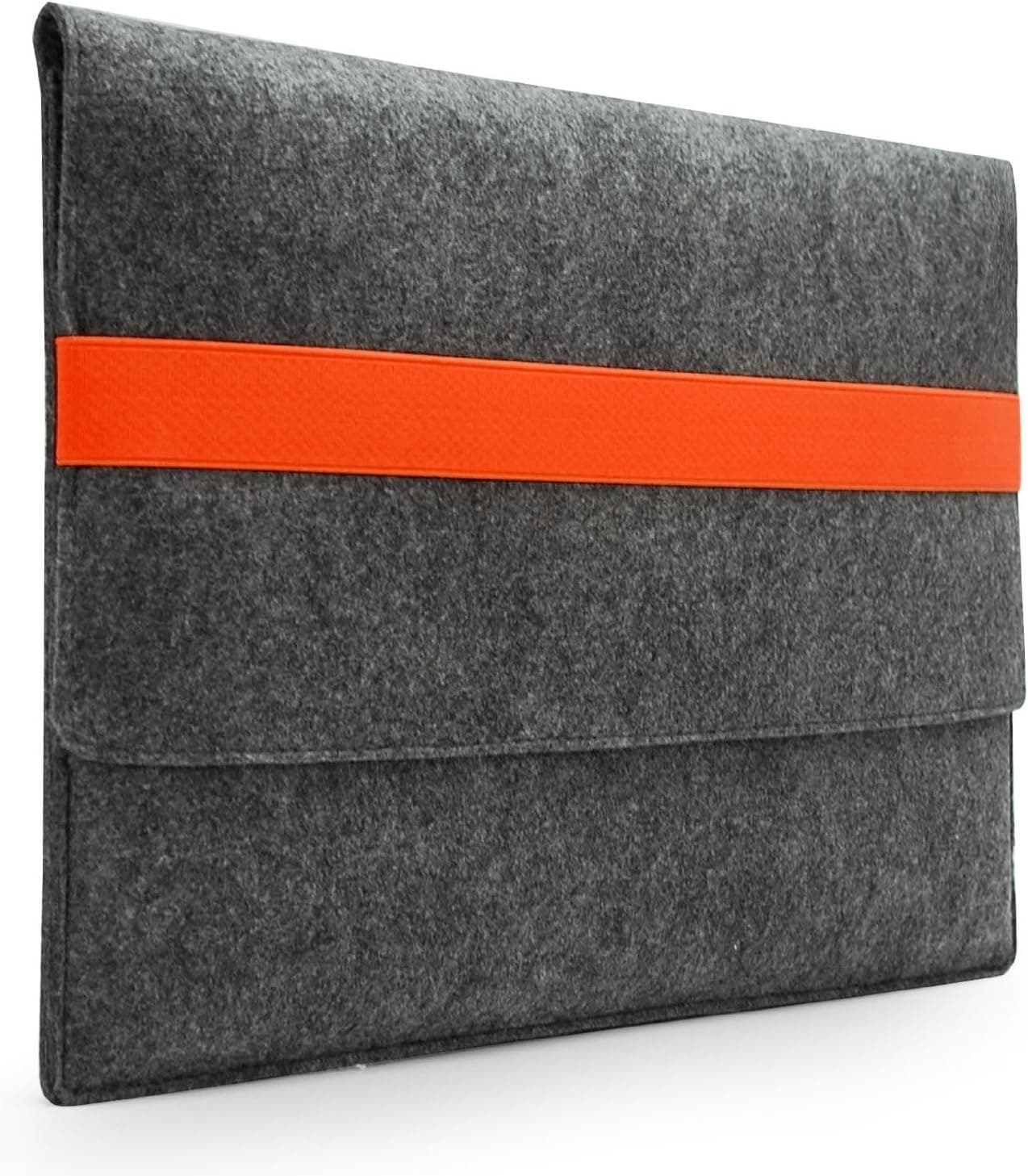 LAVIEVERT Handmade Gray Felt Case Bag Sleeve with Orange Elastic Band for Apple 13" MacBook Air / 13" MacBook Pro / 13" MacBook Pro with Retina and Most Popular 13-13.3 Inch Laptops/Notebooks