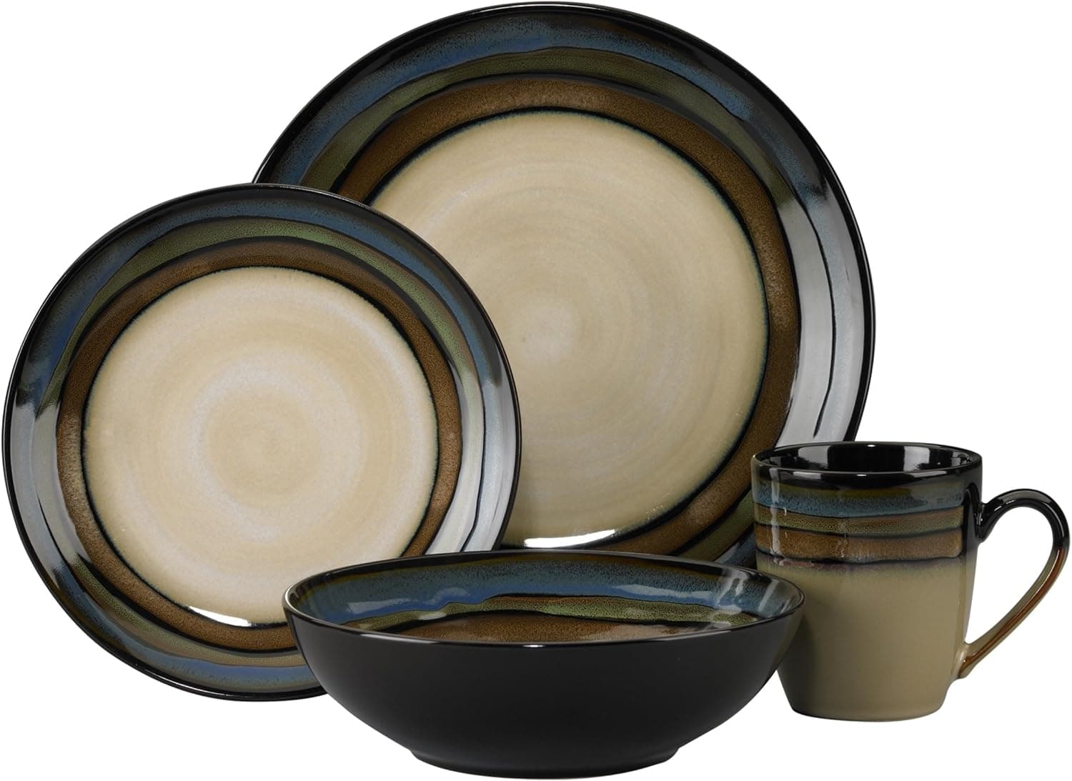 Pfaltzgraff Galaxy Blue 16-Piece Stoneware Dinnerware Set, Service for 4
