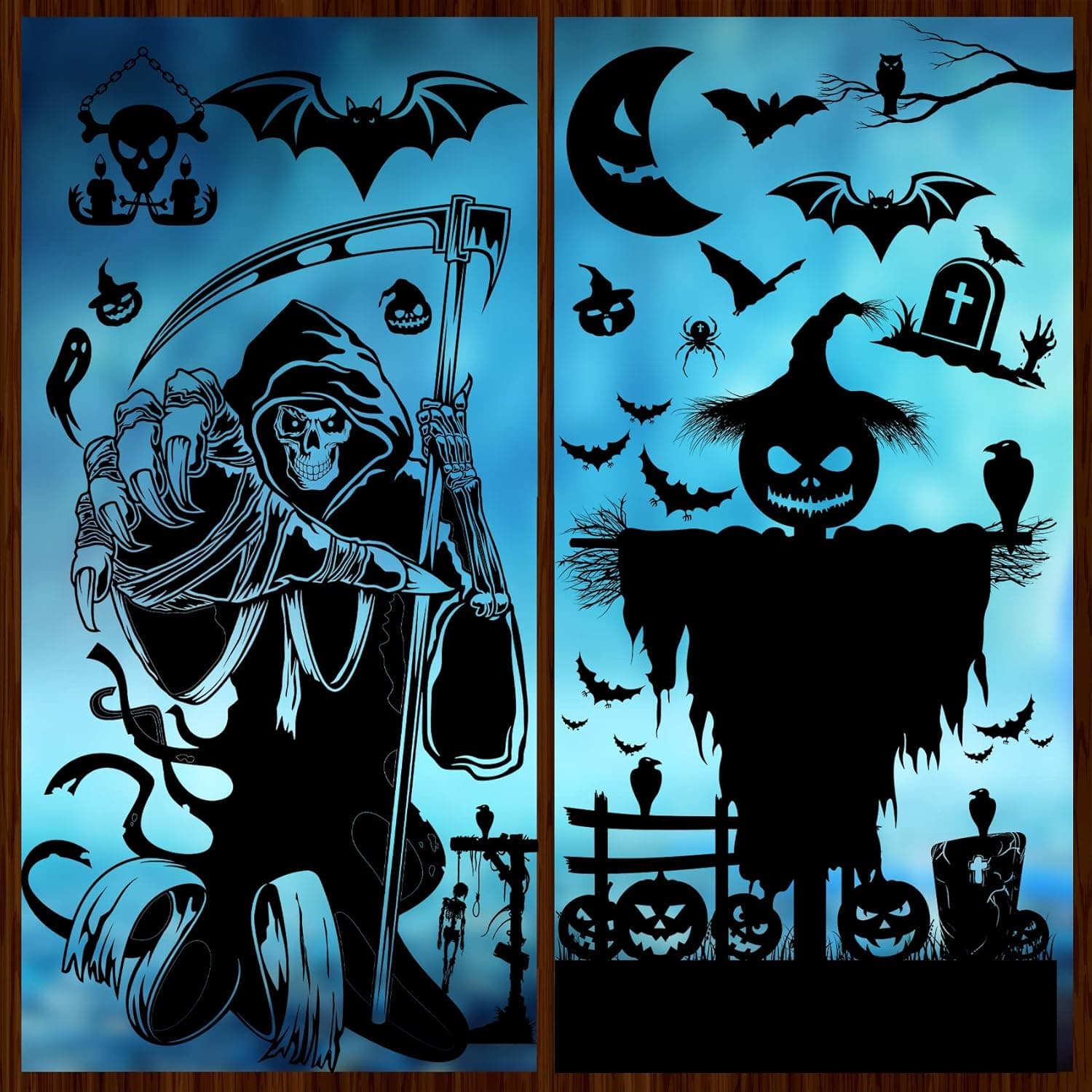 Joyful Start Halloween Window Decorations Halloween Window Clings Large Scary Halloween Window Projector Halloween Window Stickers Halloween Decorations for Window Halloween Window Decor