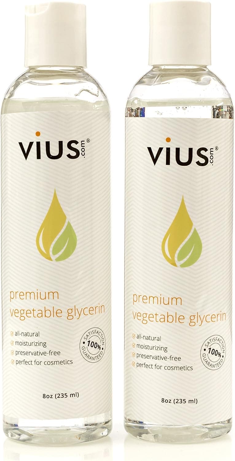 vius Vegetable Glycerin Natural Glycerin for Moisturizing, Shaving, and other Skin Care - Pure and Natural Skin Softening and Lubricating (2-Pack of 8oz)