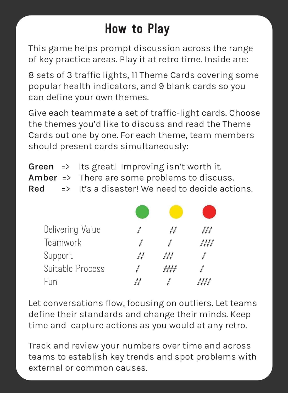 Agile Stationery Squad or Team Health Check Card Deck for 6 Players