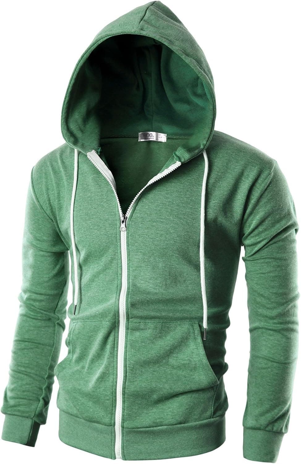 Ohoo Mens Slim Fit Lightweight Zip Up Hoodie with Pockets Long Sleeve Full-Zip Hooded Sweatshirt