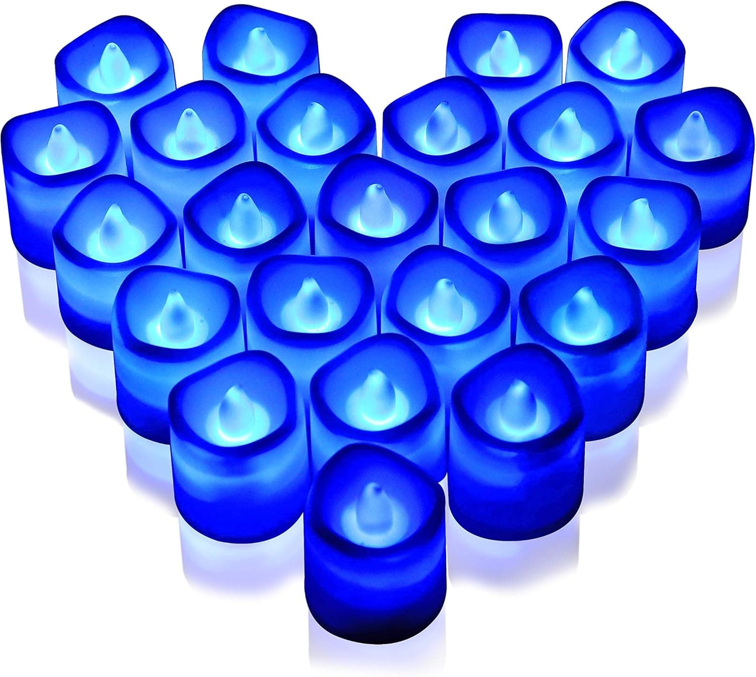 Rakumi Blue LED Pumpkin Light Candles, Flameless Flickering Blue LED Tea Light Candles, Battery Opearted LED Votive Candles for Halloween Wedding Birthday Party Holiday Decor,24 Packs