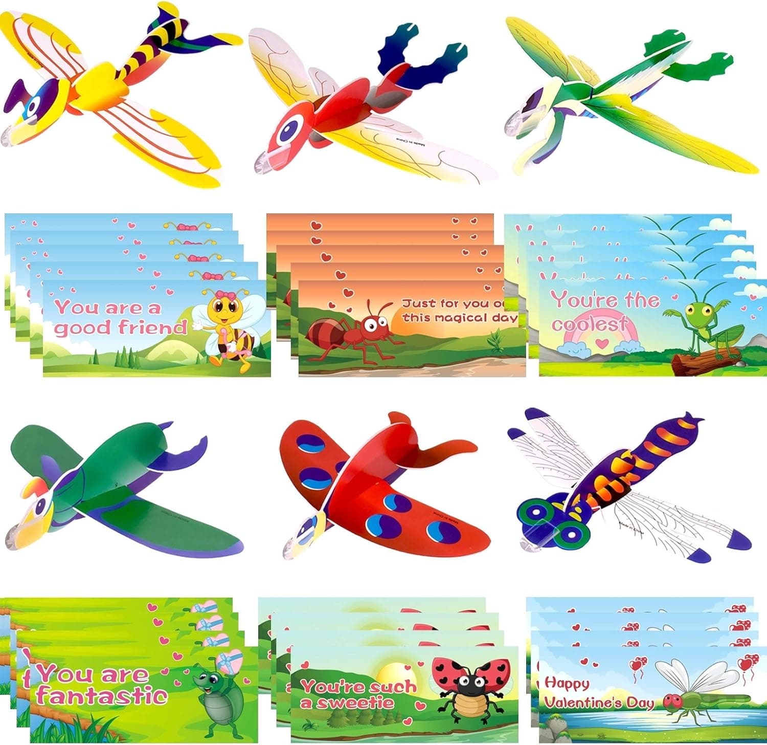 MAOYUE 30 Pack Valentines Cards for Kids Valentines Gifts Valentines Class Gifts with Foam Airplanes Valentines Exchange Cards for Classroom, Valentines Airplanes Cards for Kids
