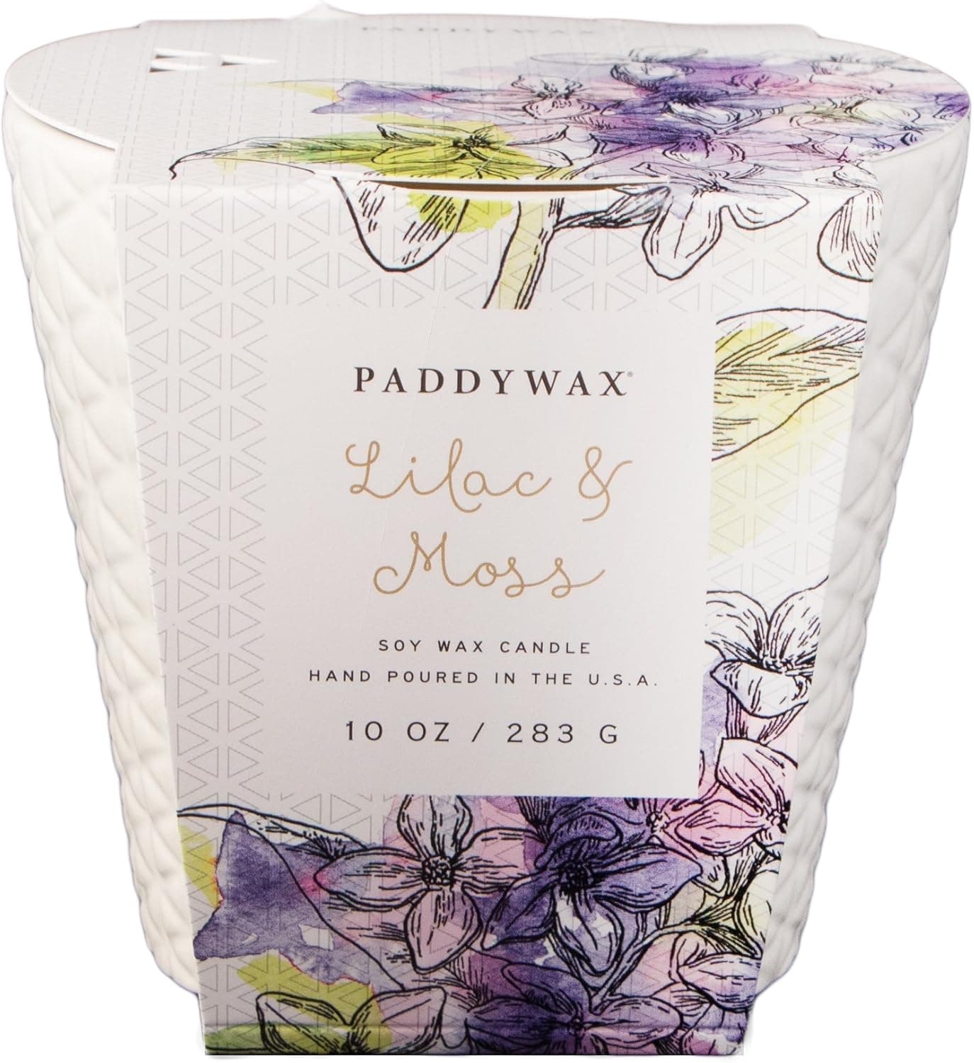 Paddywax Flower Market Ceramic Soy Wax Candle, 10-Ounce, Lilac and Moss
