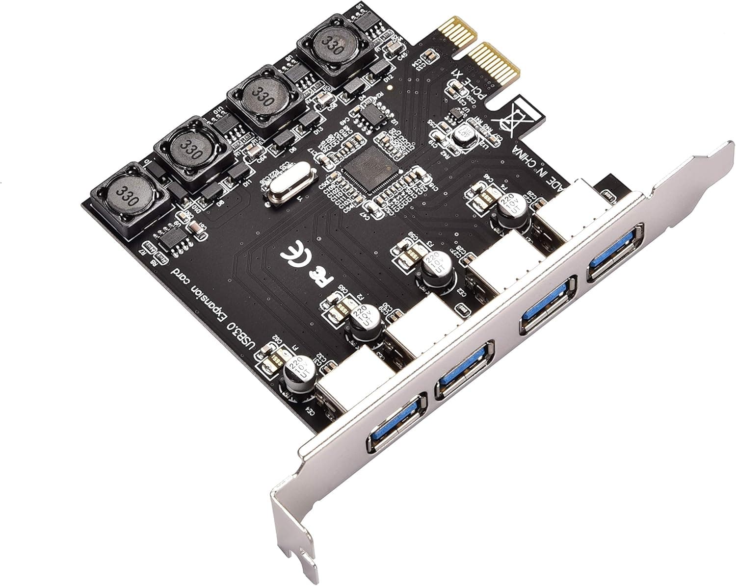 PCI-E to USB 3.0 Expansion Card, 4 USB 3.0 Ports with 5Gbps Speed Build in Self-Powered Technology, Support Windows 10, Windows 7, Windows Server or Other Windows System