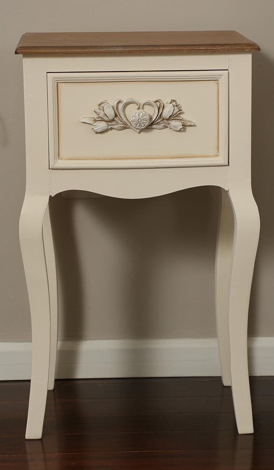 LIFE Home Oliver and Smith - New London Collection - Antique Eggshell Wooden Curved Nightstand - Made in USA - 16" W x 12.5" D x 26.5" H - 6014