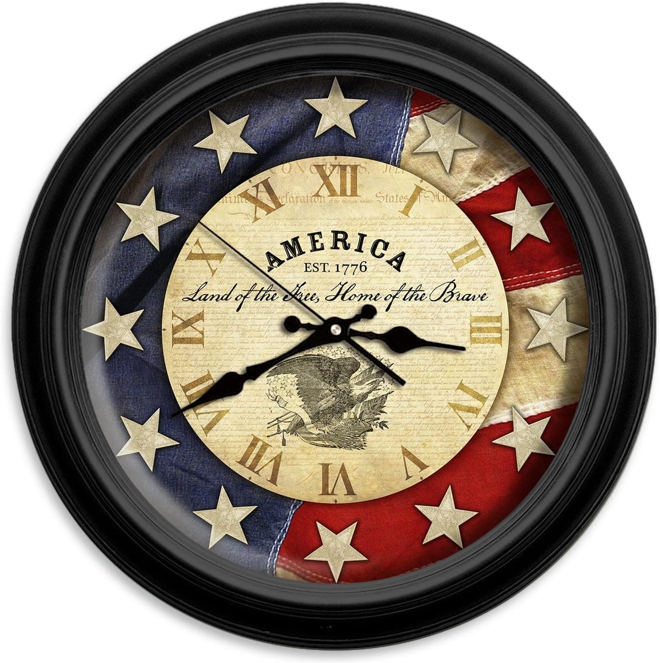 Reflective Art Land of The Free Classic Clock, 16"