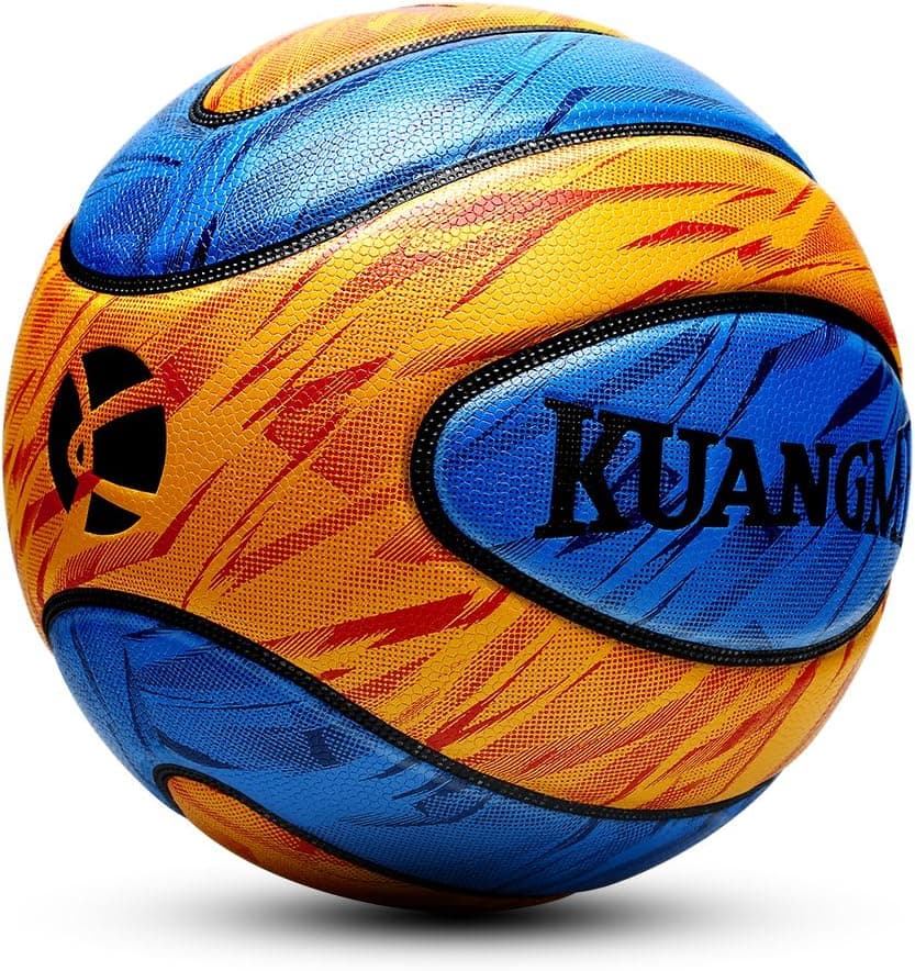 Kuangmi Camouflage Fancy Basketball Outdoor Freestyle Ball Official Size 7 29.5” (Blue Yellow)