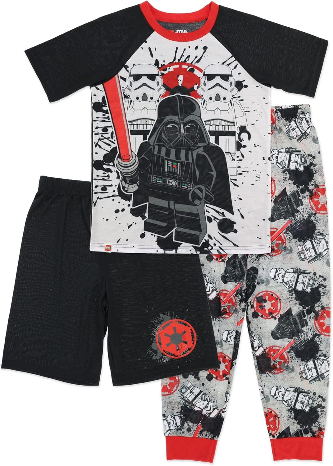LEGO Star Wars Baby Yoda Pajama Set, Boys 3 Piece Mandalorian PJ Set with Extra Pants, Boys size 4/5 to 10/12