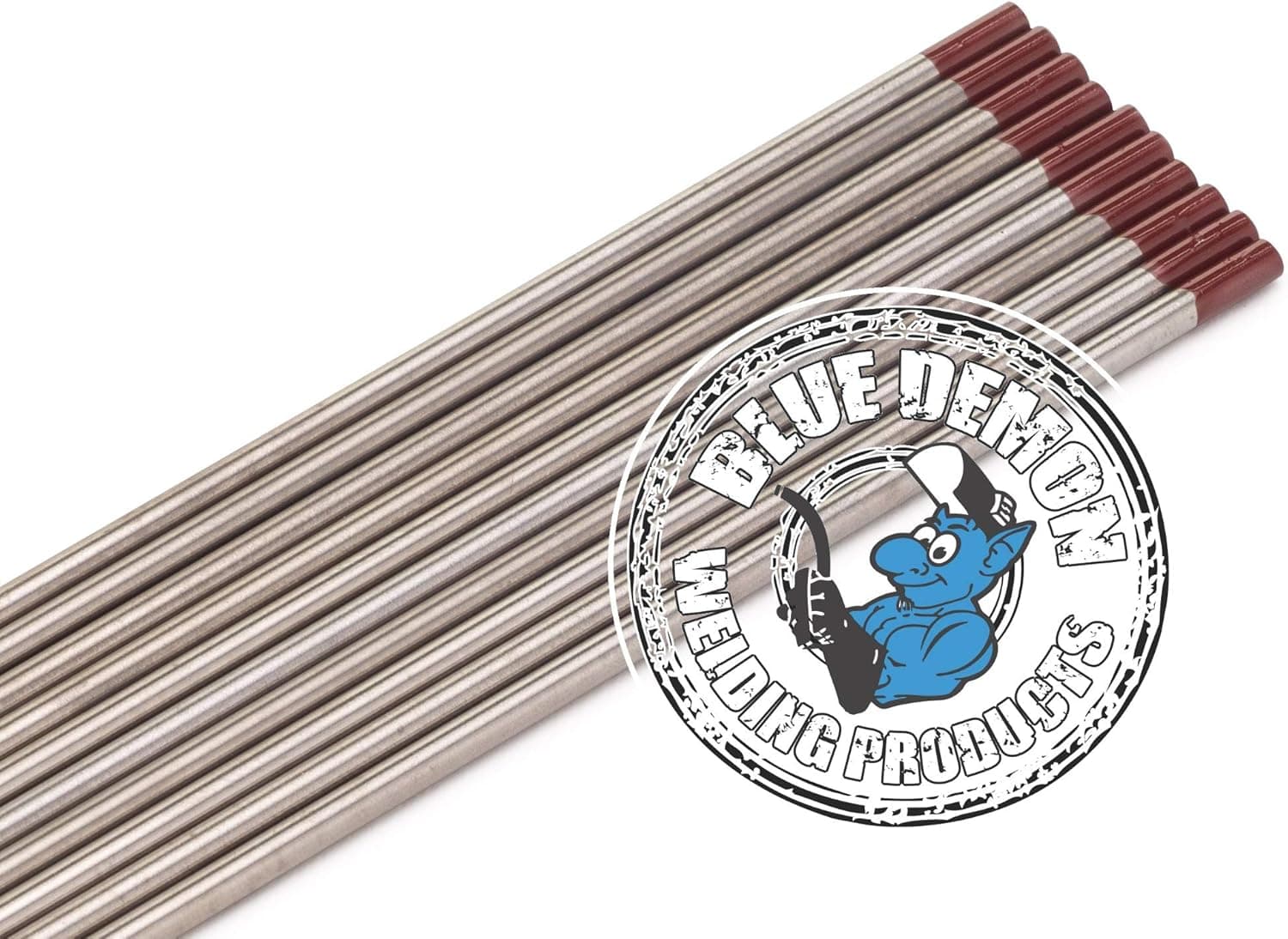 Blue Demon Welding Tungsten Electrodes, 2% Thoriated, RED, EWTh-2, 1/8 in x 7 in 10 pc pack TE2T-18-10T