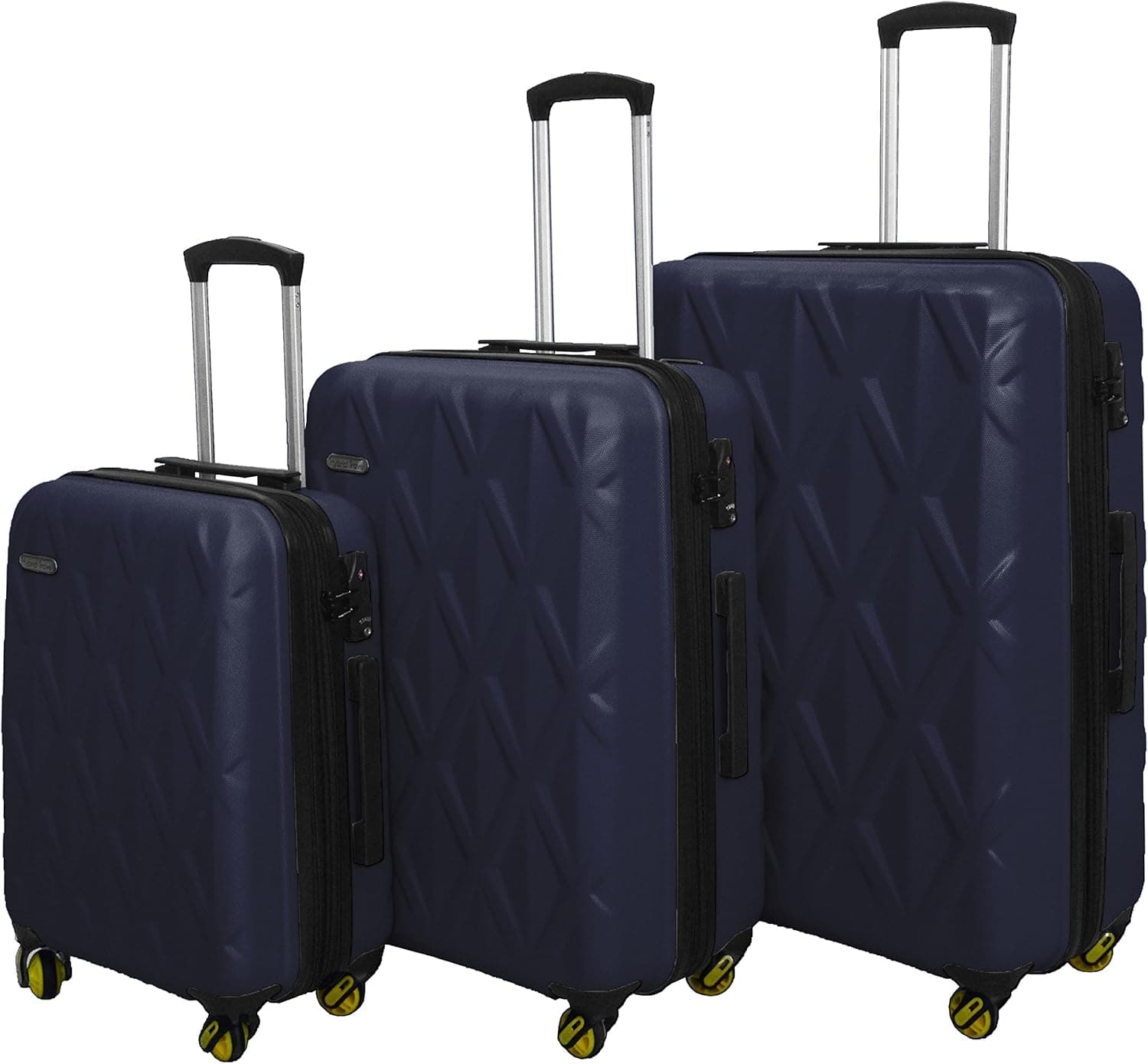 HyBrid & Company Luggage Set Durable Lightweight Hard Case Spinner Suitcase LUG3-SS505A, 3 Pieces, Navy