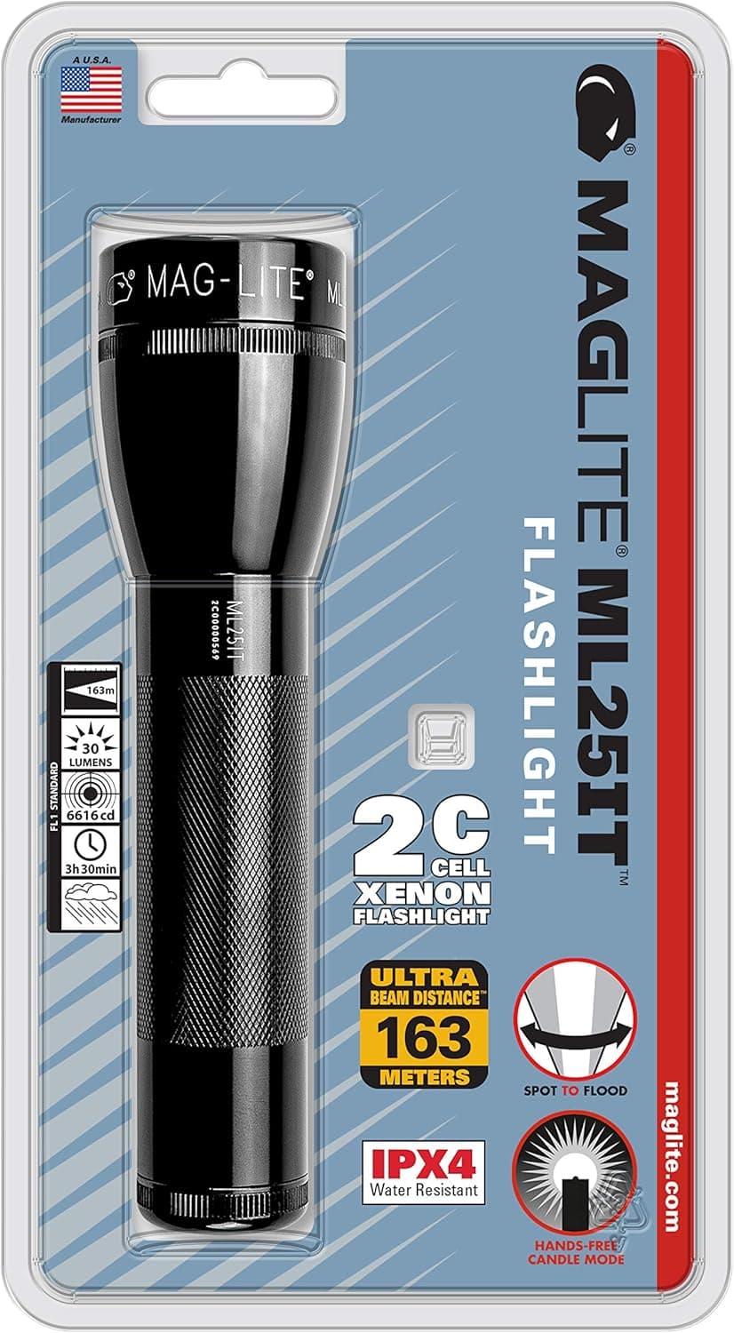 Maglite ML25IT Incandescent 2-Cell C Flashlight, Black