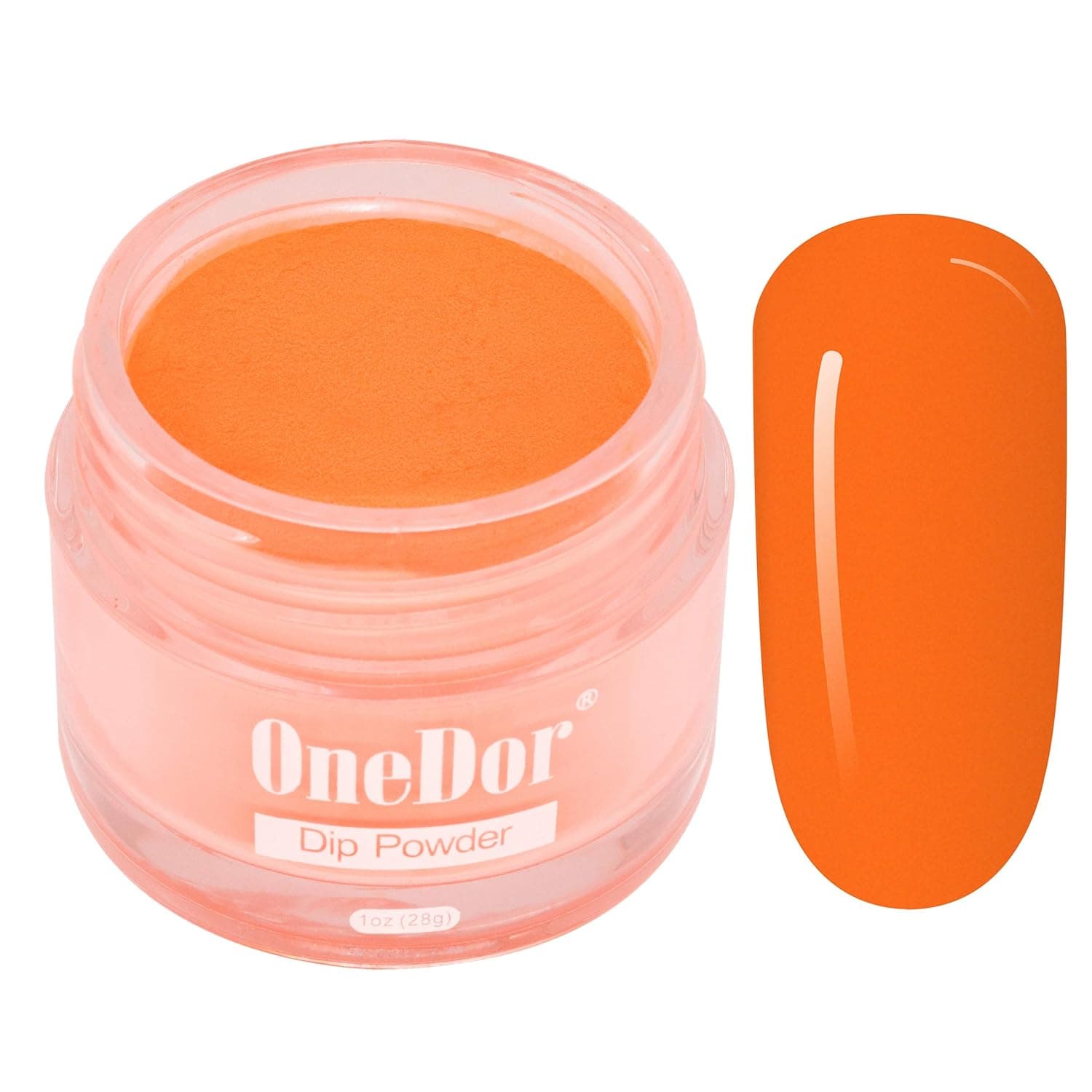 OneDor Nail Dip Dipping Powder – Acrylic Color Pigment Powders Pro Collection System, 1 Oz. (34 - Orange)