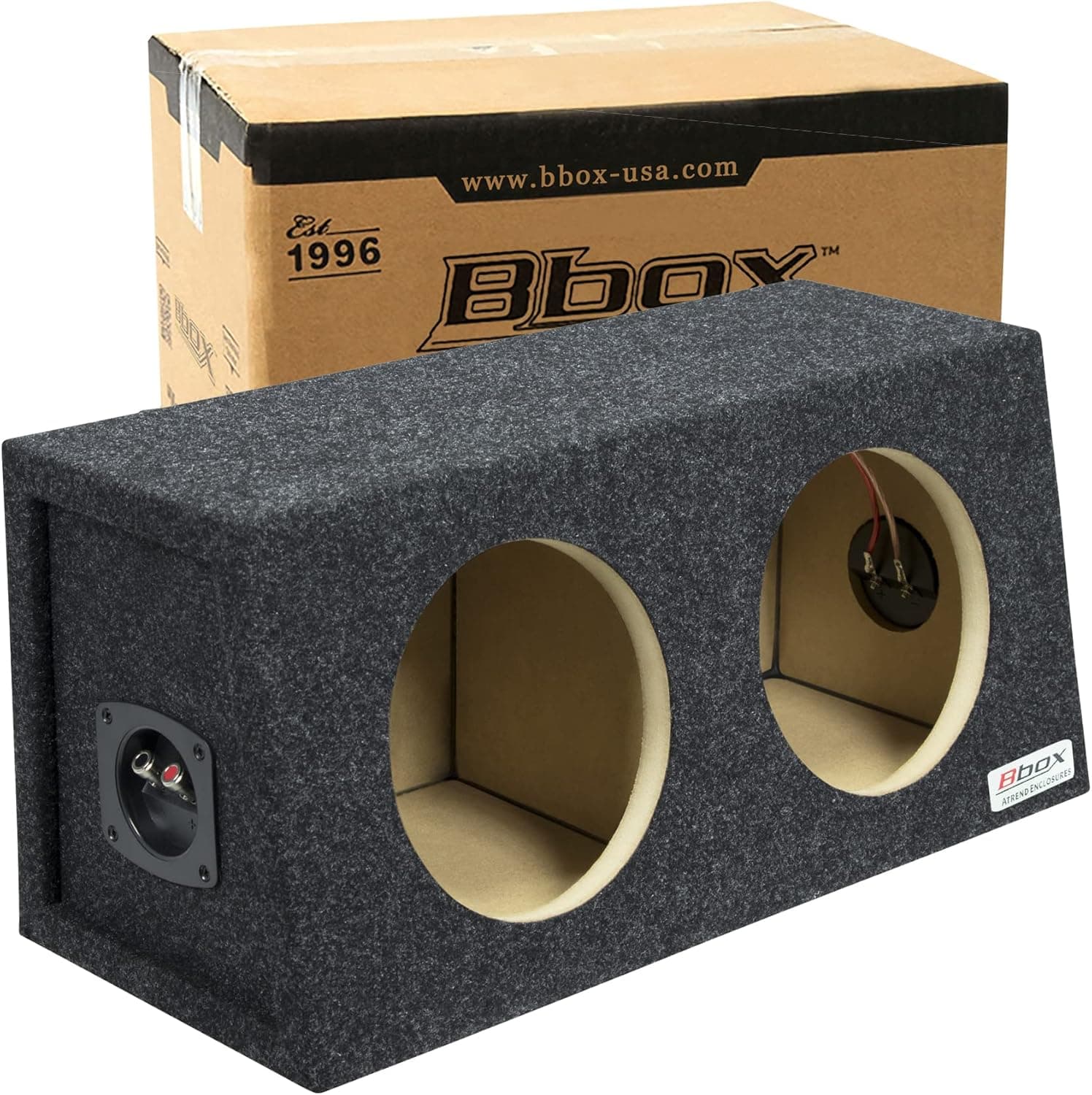 Bbox Dual Hatchback Sealed 8 Inch Subwoofer Enclosure - Pro Audio Tuned Dual Subwoofer Boxes & Enclosures - Premium Subwoofer Box Improves Audio Quality Sound & Bass - Nickel Finish Subwoofer Terminal