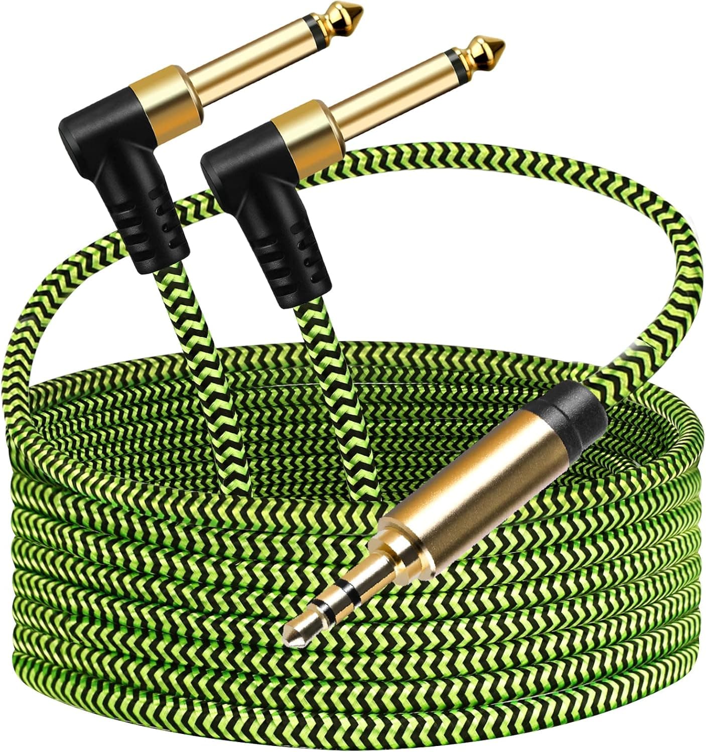 PPTVC 3.5mm 1/8" TRS Male to 2X 6.35mm 1/4" TS 6 ft, Male Mono Stereo Y-Cable Splitter Compatible for Home Stereo Systems, Laptop,Amplifier, Mixer Audio Recorder,MP3, etc