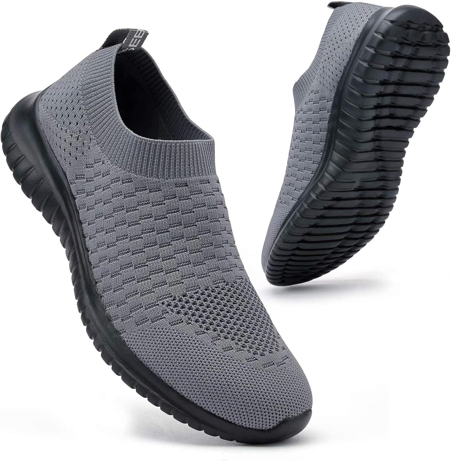 konhill Men's Athletic Walking Shoes - Lightweight Casual Knit Slip on Sneakers