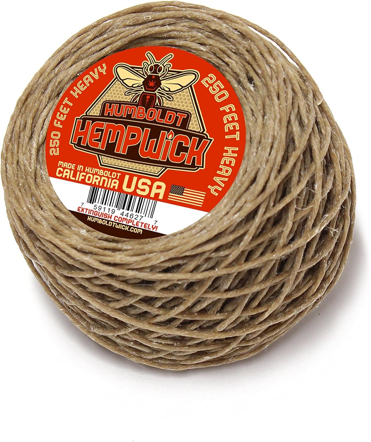 Humboldt Hemp Wick 250 Ft Spool 2mm Heavy Flame Made in The USA with Organic Hemp and Pure Beeswax