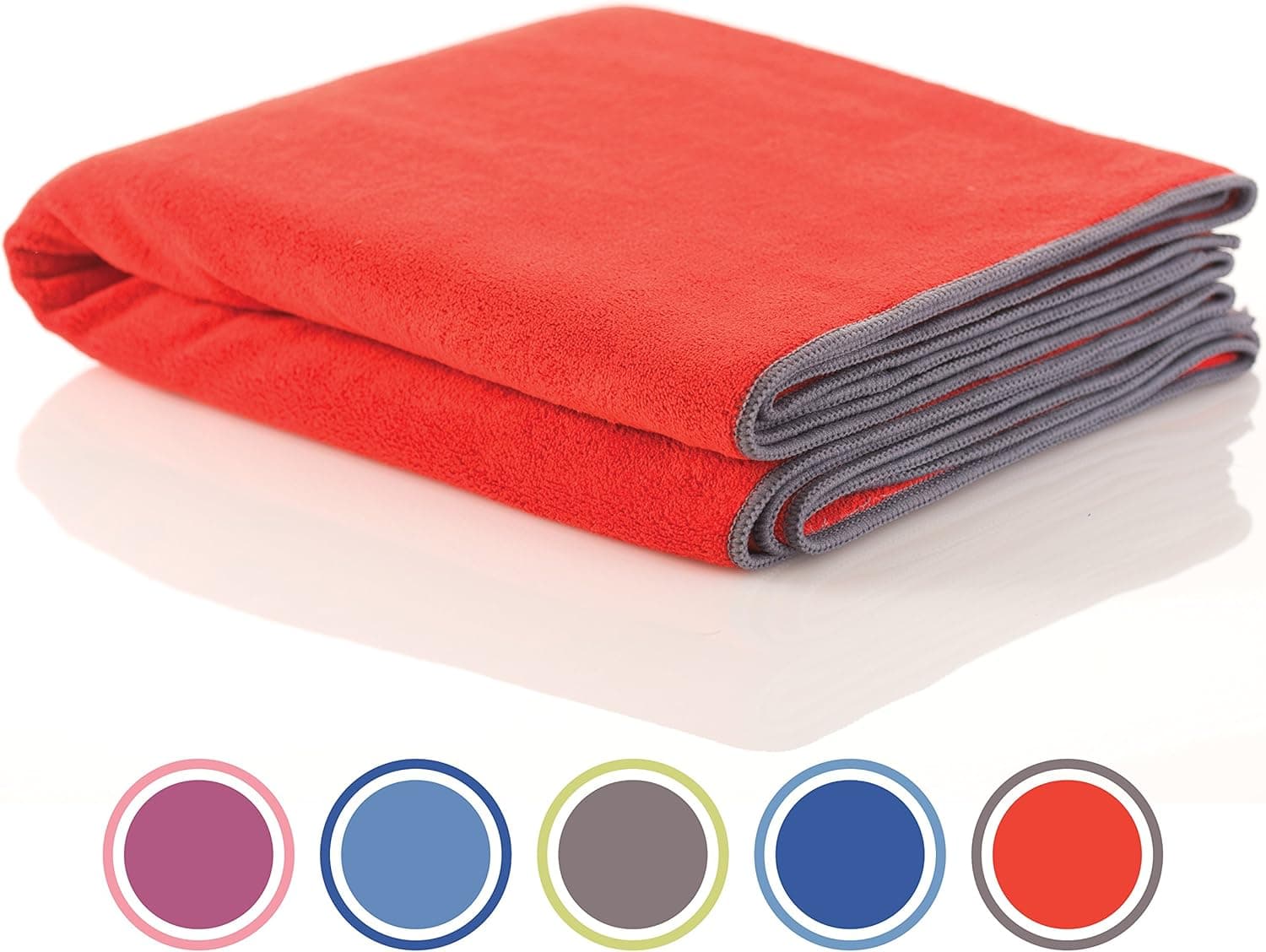 sport2people Microfiber Sports and Non Slip Hot Yoga Mat Towel - Quick Dry, Soft and Absorbent Gym Towels - Camping, Fitness, Workout, Pilates, Travel or Beach (Red)