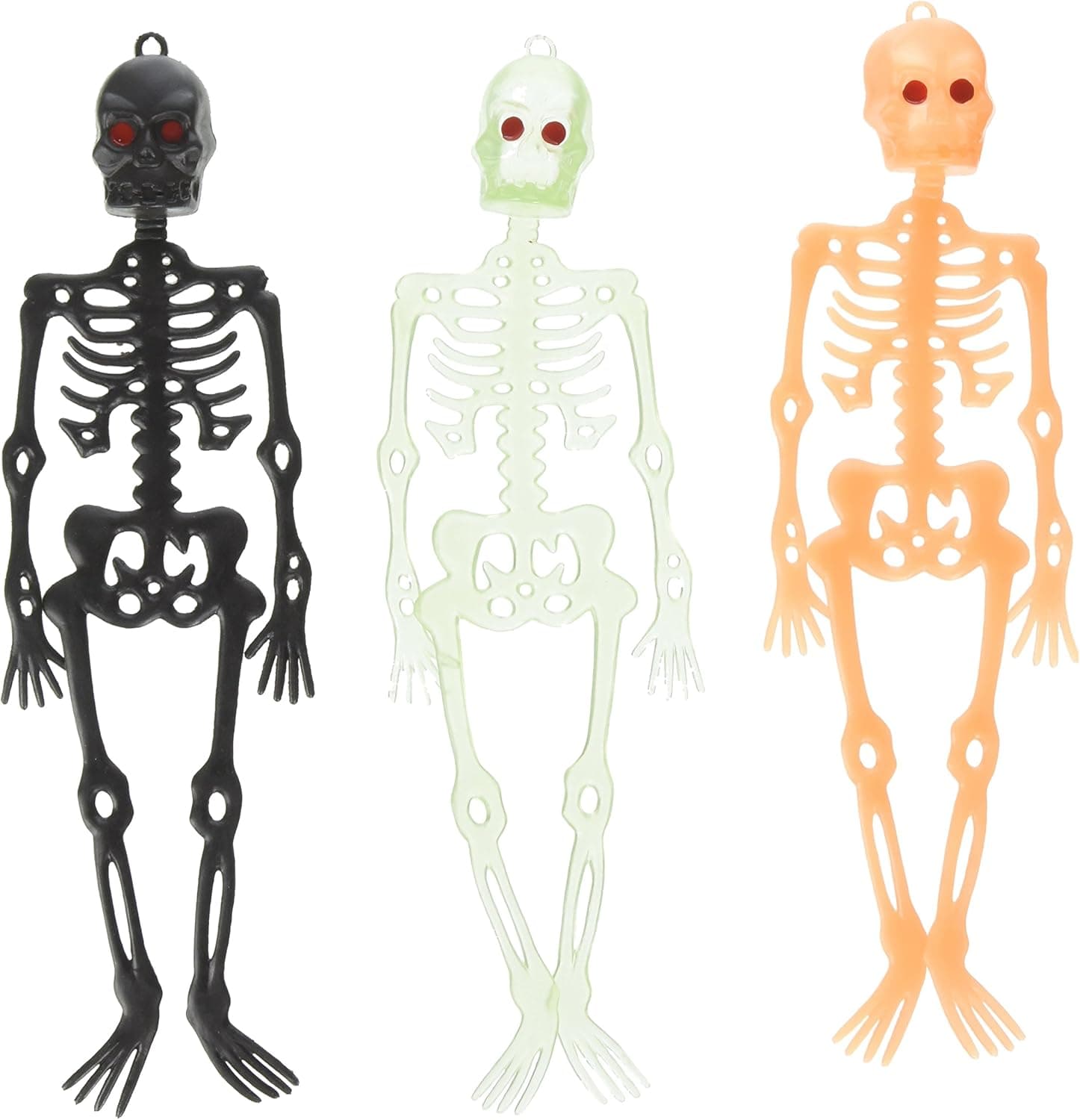 Family Friendly Halloween Trick or Treat Mini Skeletons Party Favour, Plastic, 10" x 2", Pack of 3