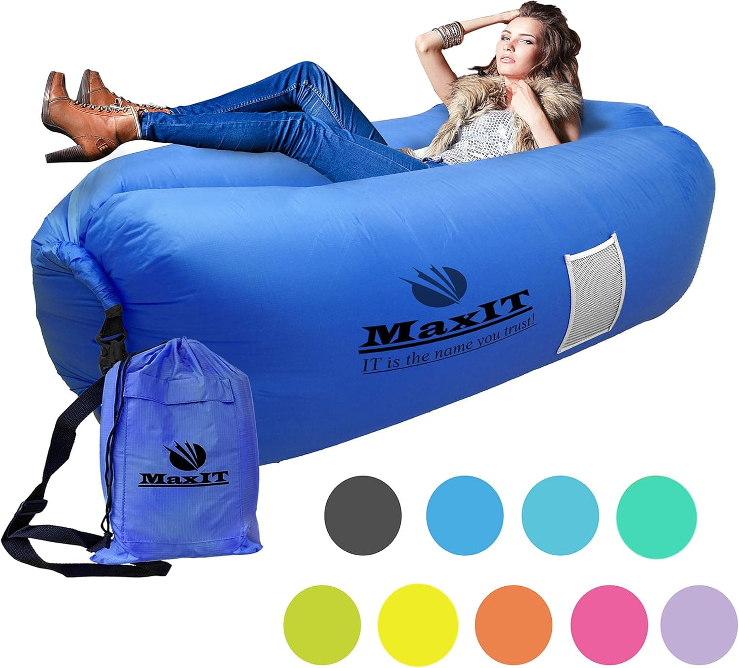 MAXIT Inflatable Hammock Sofa | Pool Floating Air Lounger Bed for Adults or Kids, Perfect for Tanning or Relaxing in The Sun | Easy to Inflate and Puncture Resistant