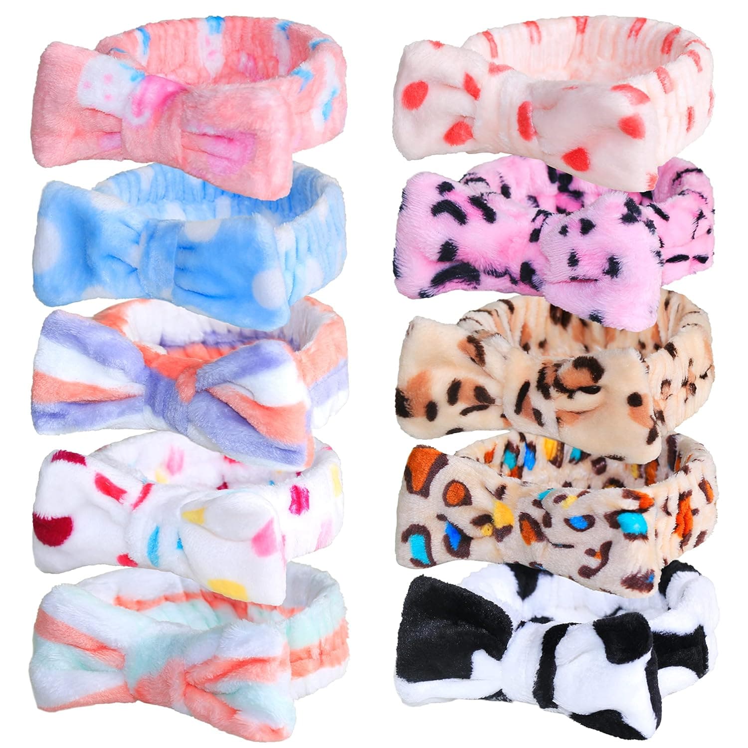 MORIKOKI 10 PCS Bow Headbands Cute Spa Shower Makeup Headband for Women Washing Face Hair Band