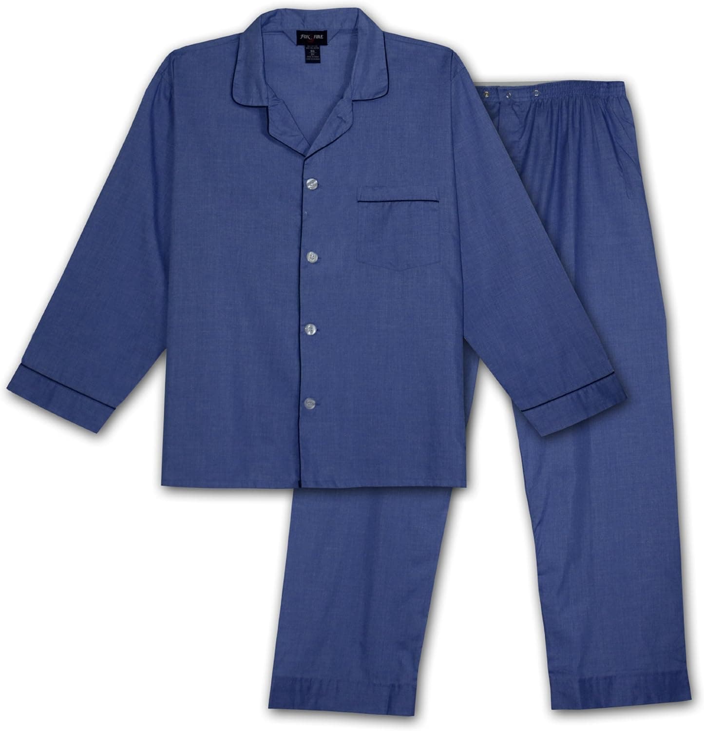 Big and Tall Broadcloth Long Sleeve Pajamas to Size 8X in Light Blue, Maroon, and Navy