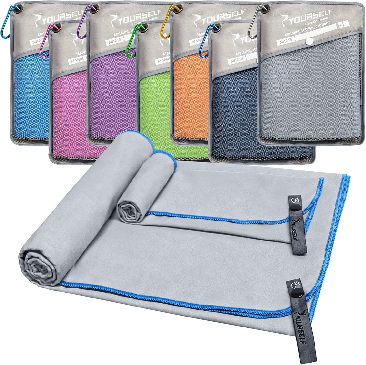 SYOURSELF 2 PCS Microfiber Travel Towel,Quick Dry Towel,Super Absorbent Camping Towel,Extra Large Beach Towel,Compact Camp Towel Sports Towel Fast Drying Towel For Gym Backpacking Hiking Yoga Swimming