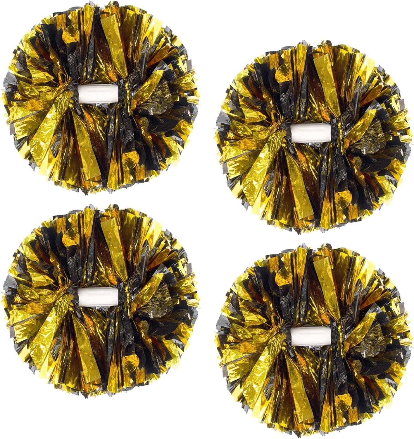 4Pcs Metallic Cheerleading Pom Poms for Kids, Creatiee 2 Pair Cheerleader Cheering Squad Pompoms for Boy Girl School Sports Games Team Spirit Cheer