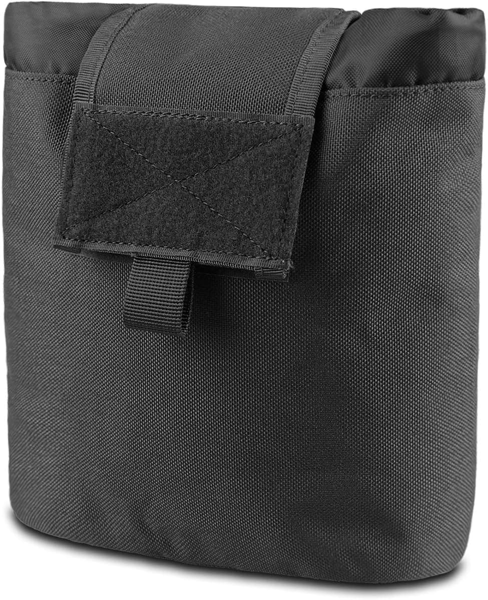 AMYIPO Folding Tactical Molle Drawstring Magazine Dump Pouch, Military Adjustable Belt Utility Hip Holster Bag Outdoor Mag Pouch (Black)