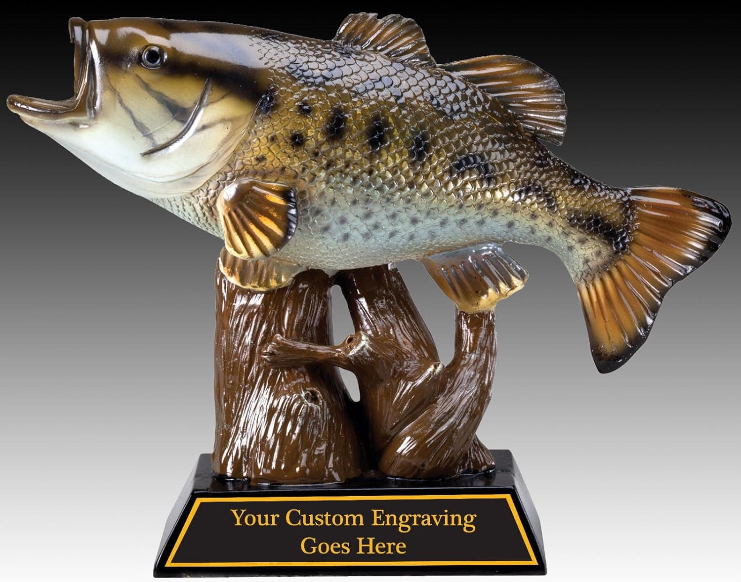 SLD Awards Line Fishing Award Trophy Resin BASS Figure in Color with Laser Engraving