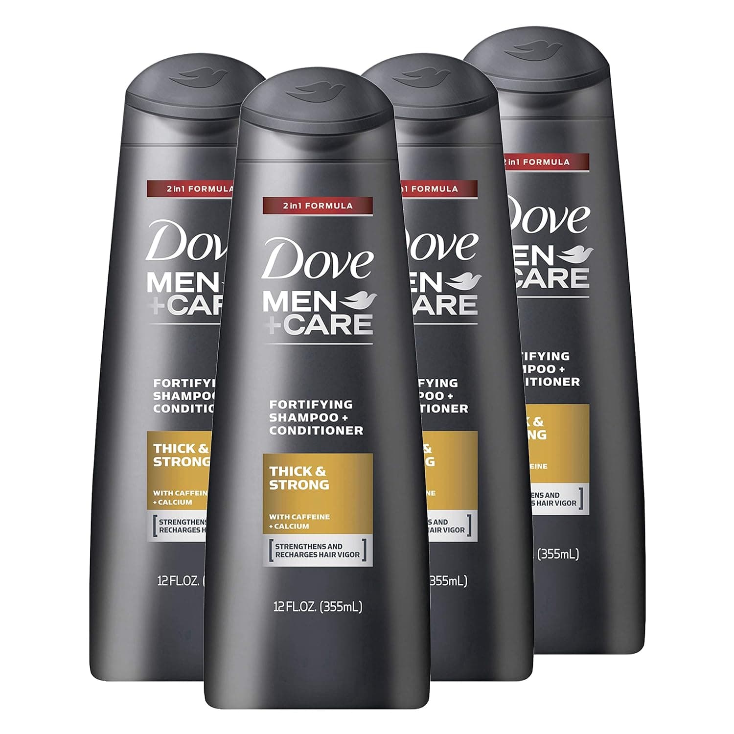 Dove Men+Care Fortifying 2-in-1 Shampoo and Conditioner for Resilient and Thicker Hair Thick and Strong with Caffeine Helps Strengthen Thinning Hair 12 oz 4 Count