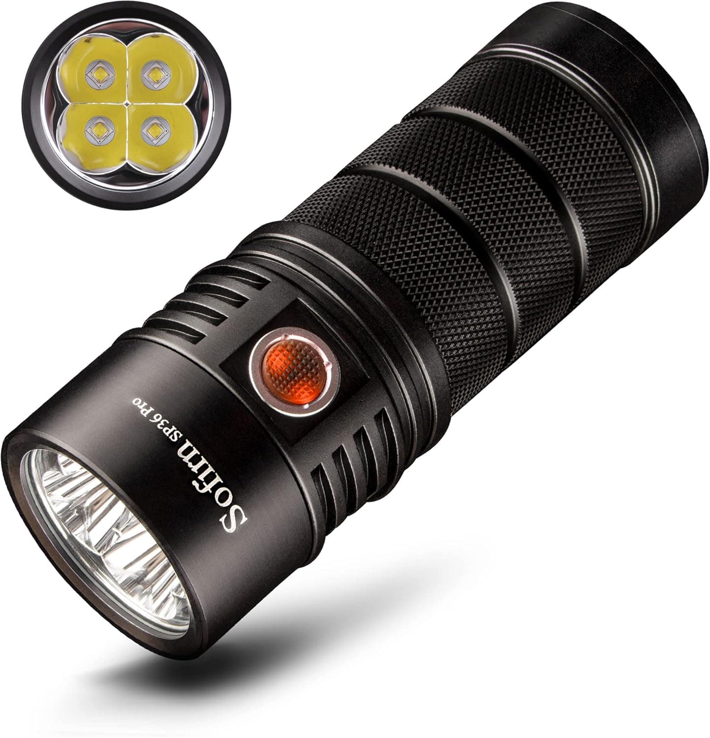 sofirn Flashlight High Lumens, 8000 Lumens Super Bright SP36 Pro Powerful Light USB C Rechargeable with 4*LED 5000K, Anduril 2.0 Programmable UI and Charging Cable(SP36Pro 5000k)