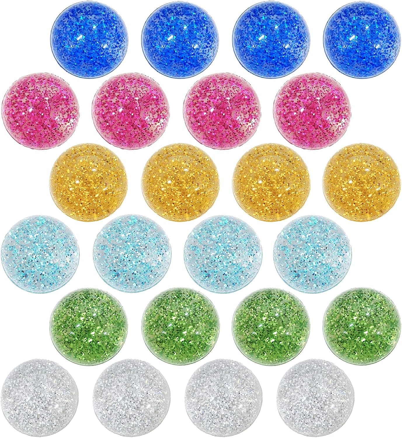 24 Pieces Bouncy Balls for Kids,32mm 6 Colors Glitter Bounce Balls,Colorful Bouncing Balls Birthday Party Favor Supplies