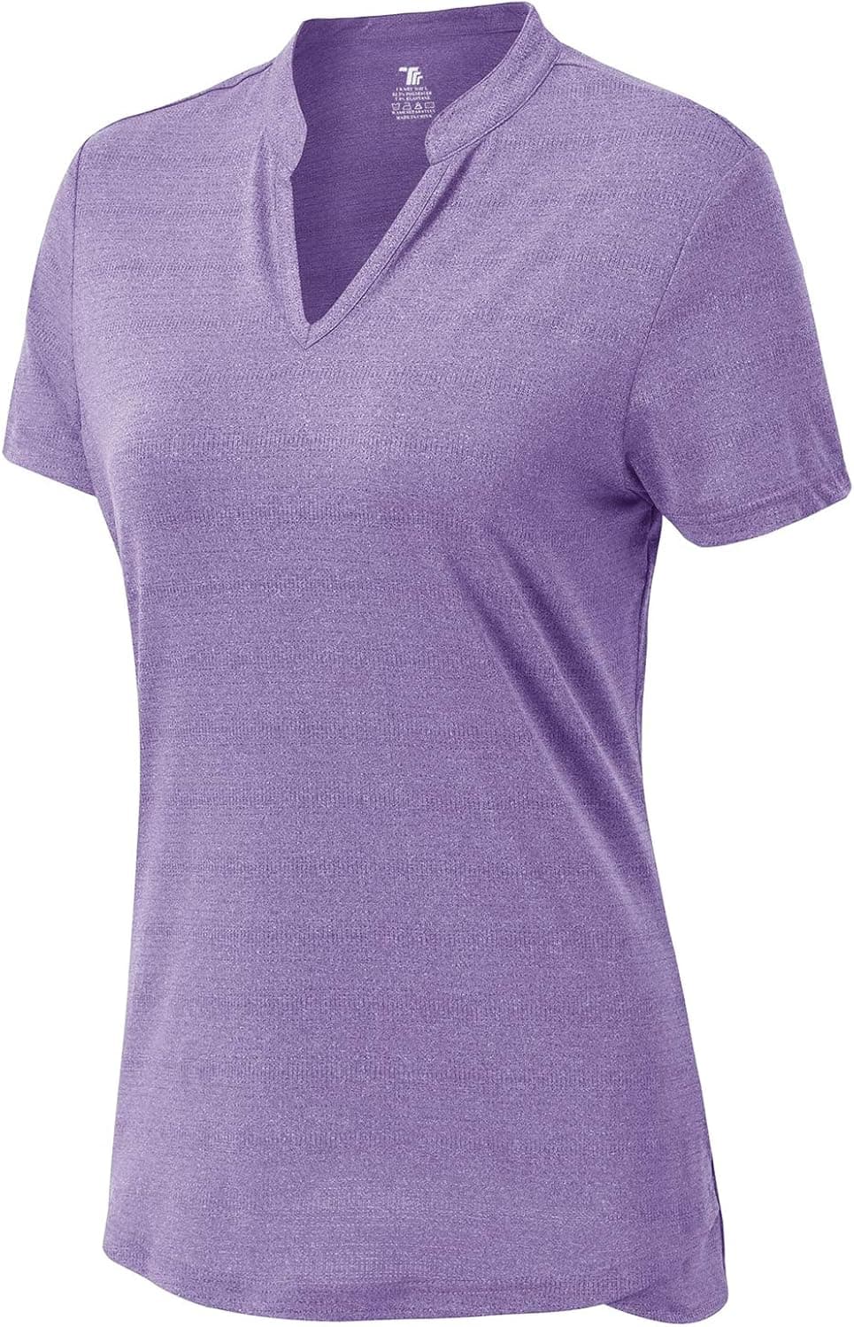 BASUDAM Women's Golf Polo Shirts V-Neck Short Sleeve Collarless Tennis Running T-Shirts Quick Dry