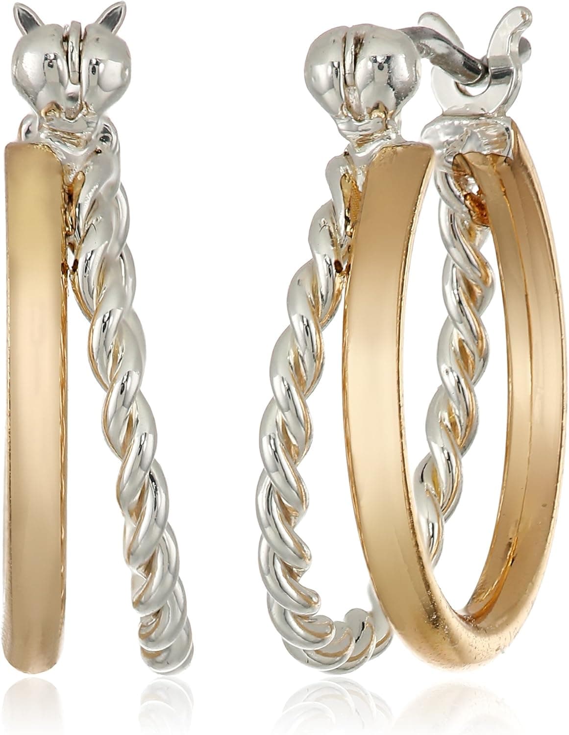 Napier "Napier Classics" Two-Tone Click Top Hoop Earrings