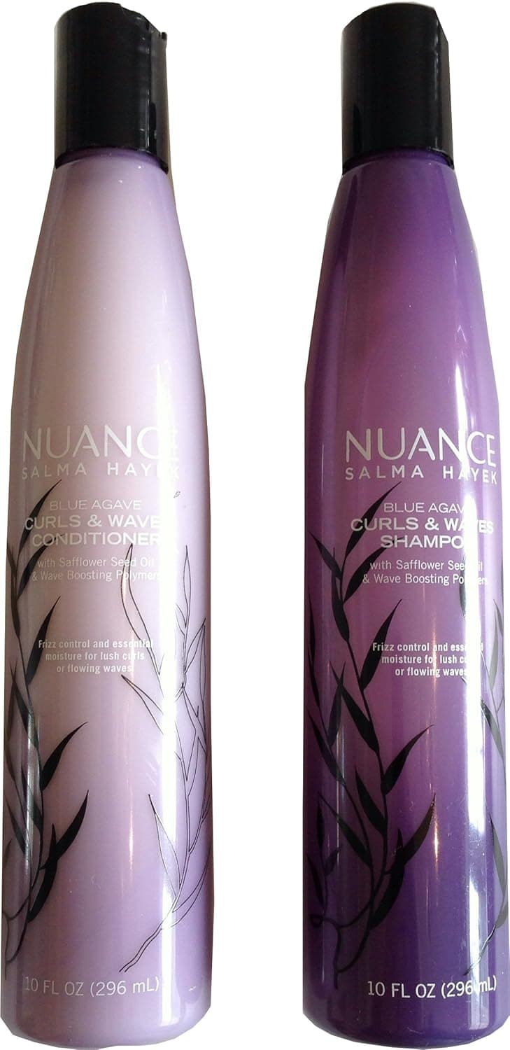 Nuance Salma Hayek Blue Agave Curls & Waves Hair Care Bundle: 10 fl oz Shampoo and Conditioner
