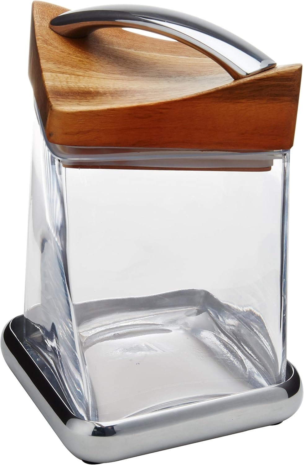 Nambè Twist Cannister, 6 1/2-Inch, Wood with Metal Alloy and Glass