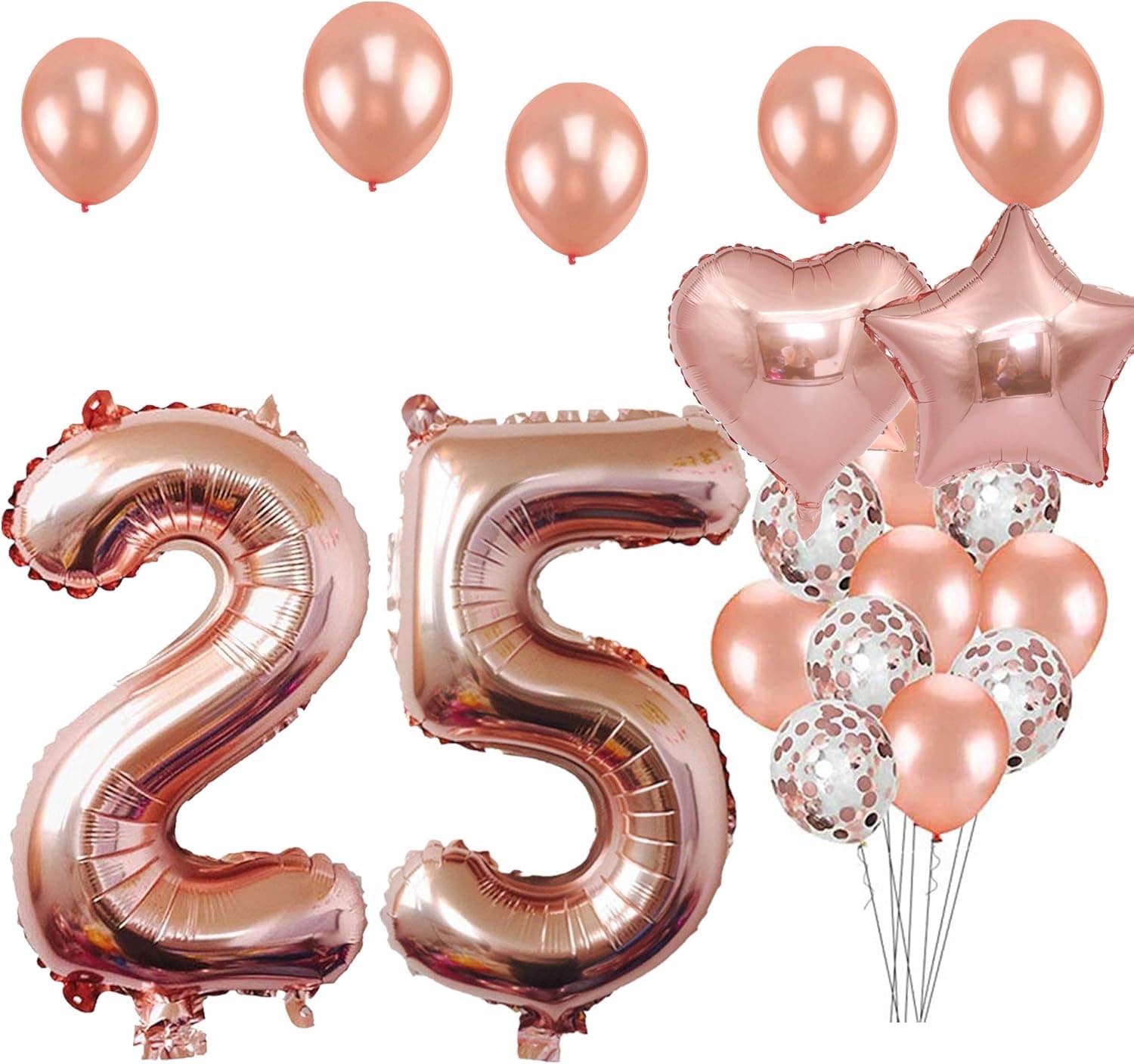 25th Birthday Decorations Party Supplies, Jumbo Rose Gold Foil Balloons for Birthday Party Supplies,Anniversary Events Decorations and Graduation Decorations Sweet 25 Party,25th Anniversary