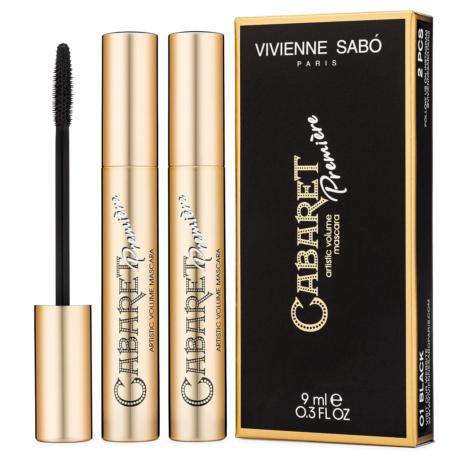 Vivienne Sabó Paris - Classic Everyday Mascara Cabaret Premiere, Cruelty Free, Black, Made in Europe, DUO Pack (2 pieces)