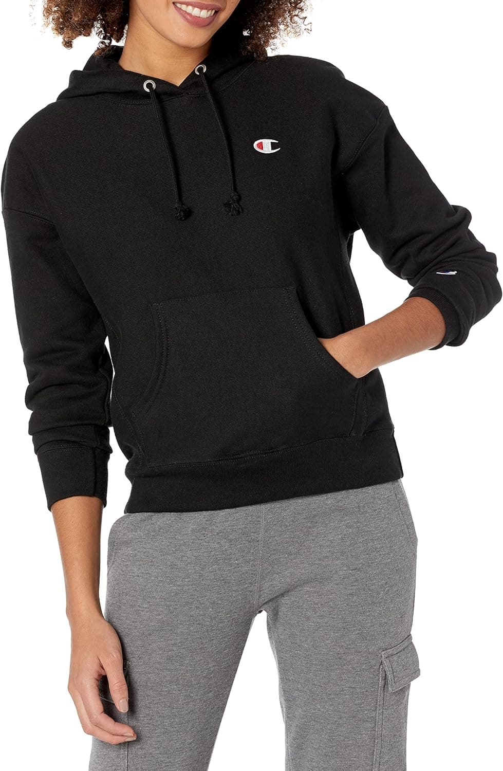 Champion Women's Reverse Weave Hoodie, Left Chest C
