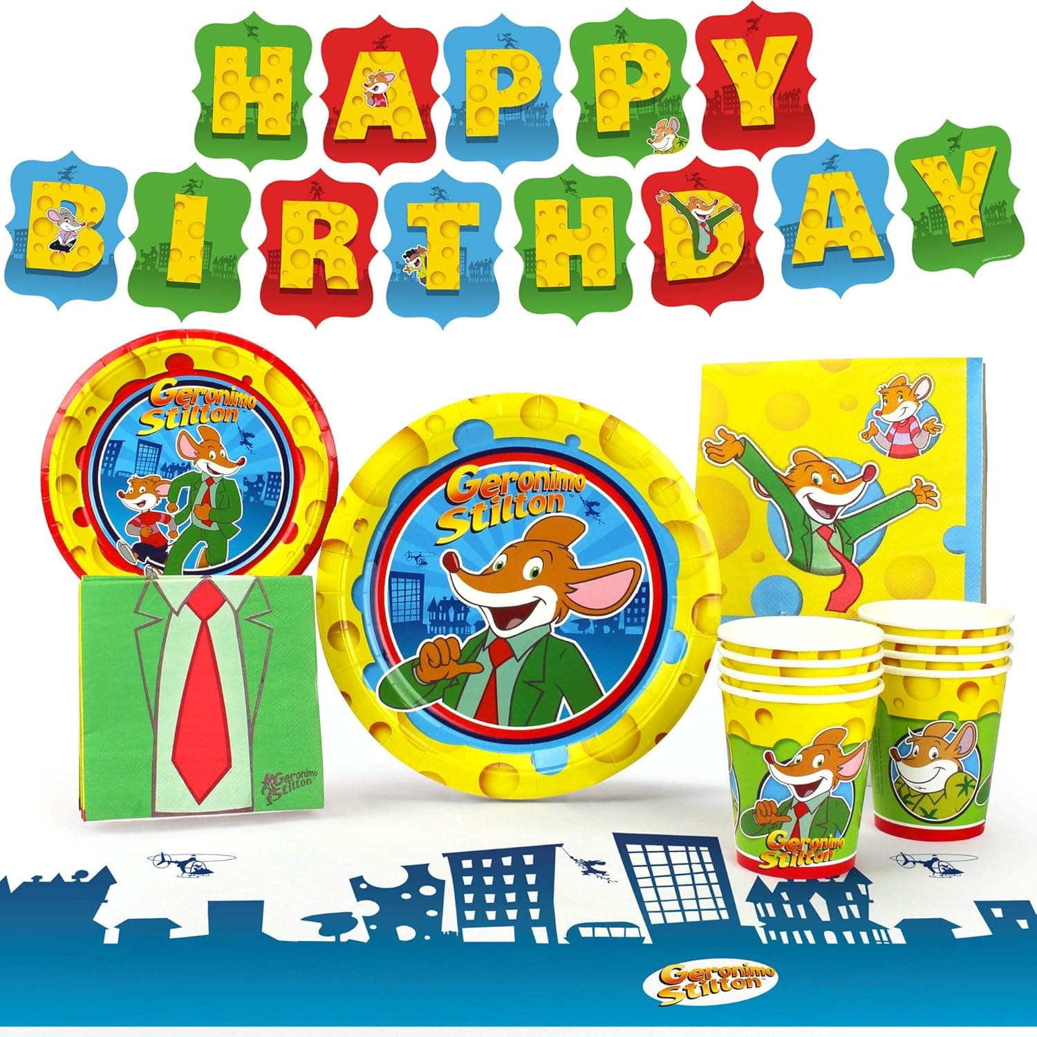 Geronimo Stilton Party Supplies (Standard) Birthday Party Pack, 58 Piece Set, by Prime Party