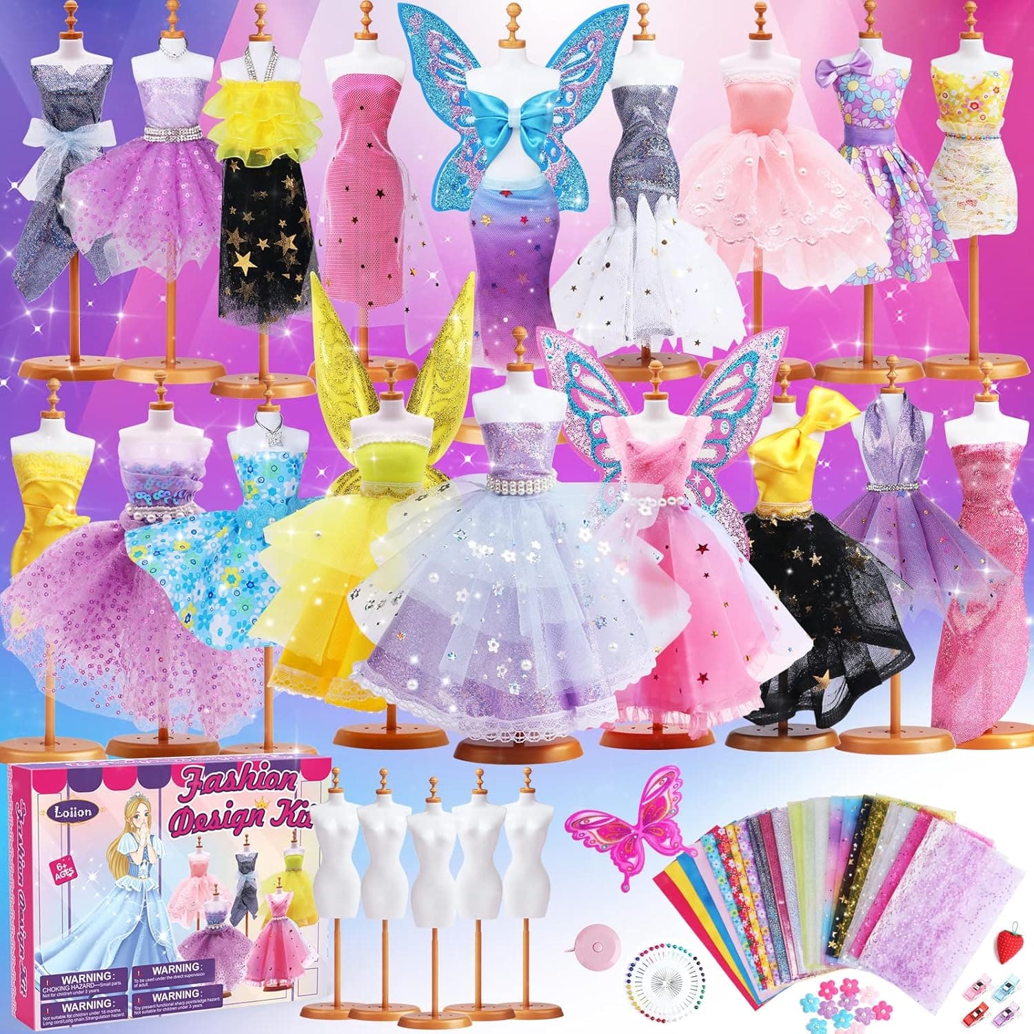 Loiion Fairy Fashion Design Kit, DIY Arts Clothes Sewing for Girls, Creative Crafts Toys for Girls 8 9 10 11 12