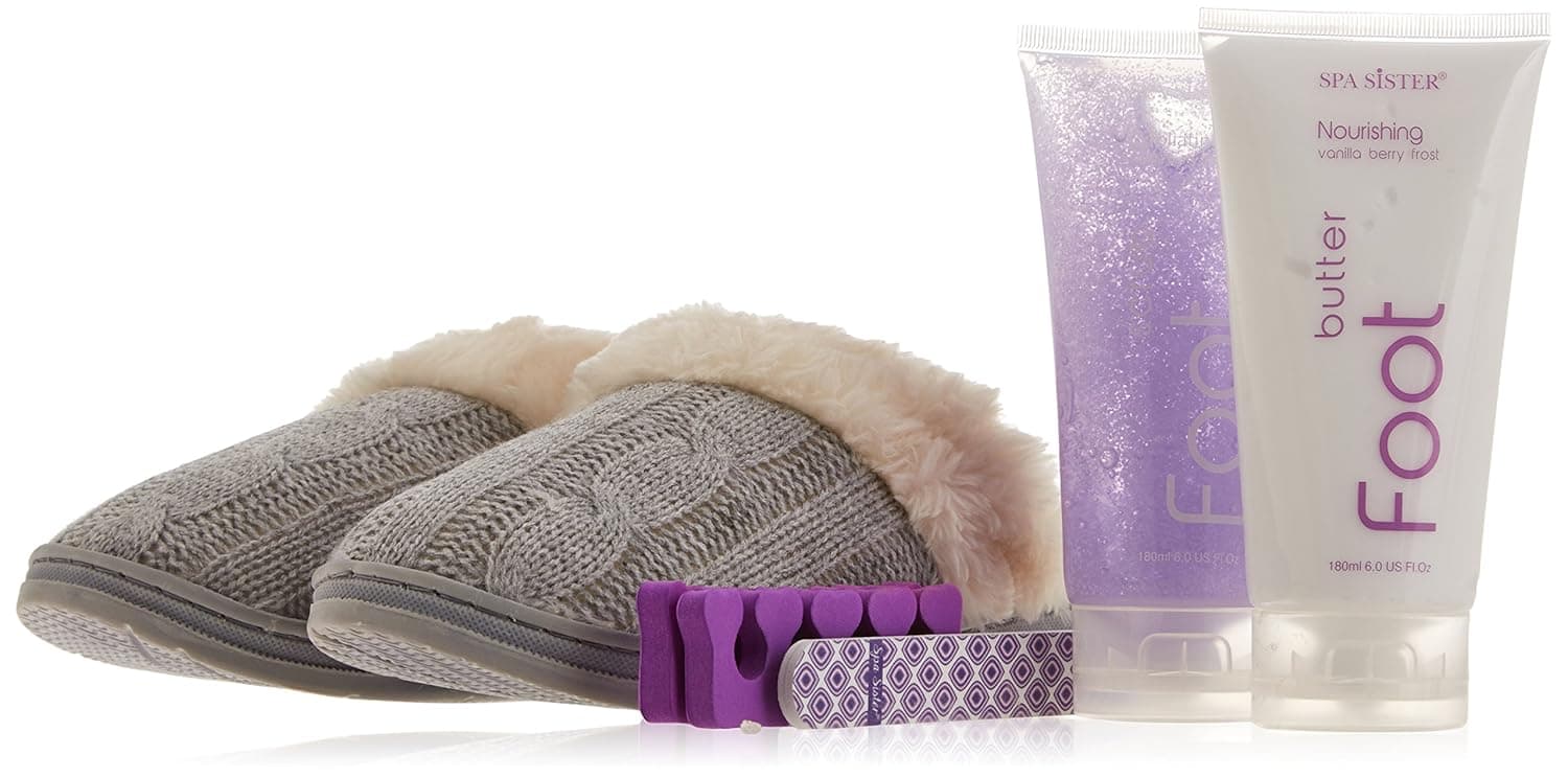 Bath Accessories New Cable Knit Foot Spa Slipper Set, Grey