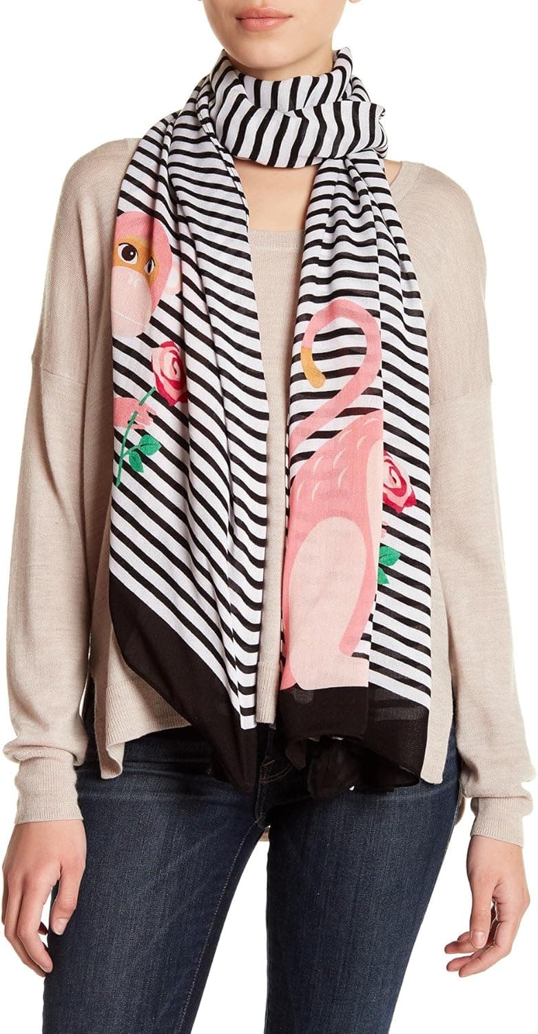 Kate Spade Woman's Monkey Rose Oblong Scarf Black