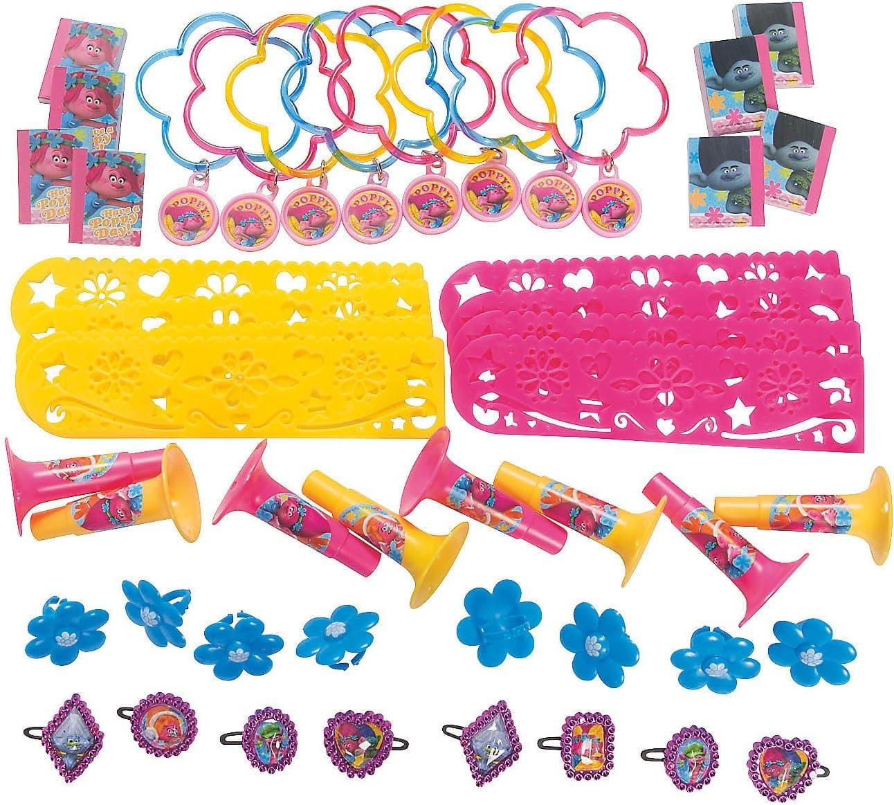 Fun Express - Trolls Mega Favor Pack (48pc) for Birthday - Party Supplies - Licensed Tableware - Misc Licensed Tableware - Birthday - 48 Pieces